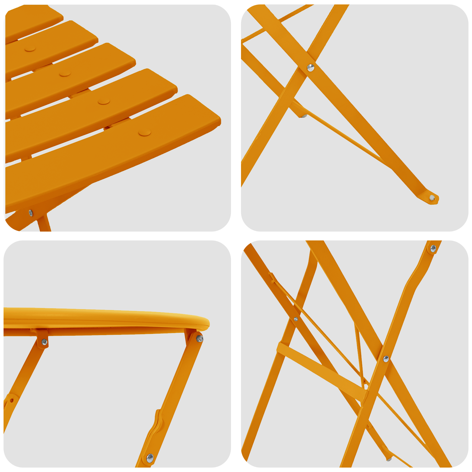 3-Piece Folding Bistro Set in Mustard Yellow Steel - Image 8