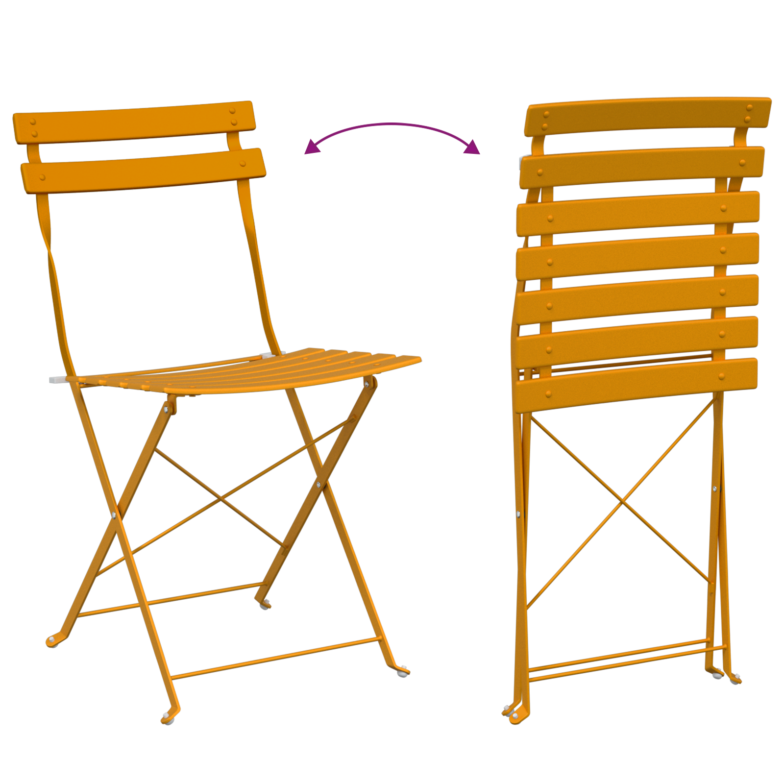 3-Piece Folding Bistro Set in Mustard Yellow Steel - Image 9