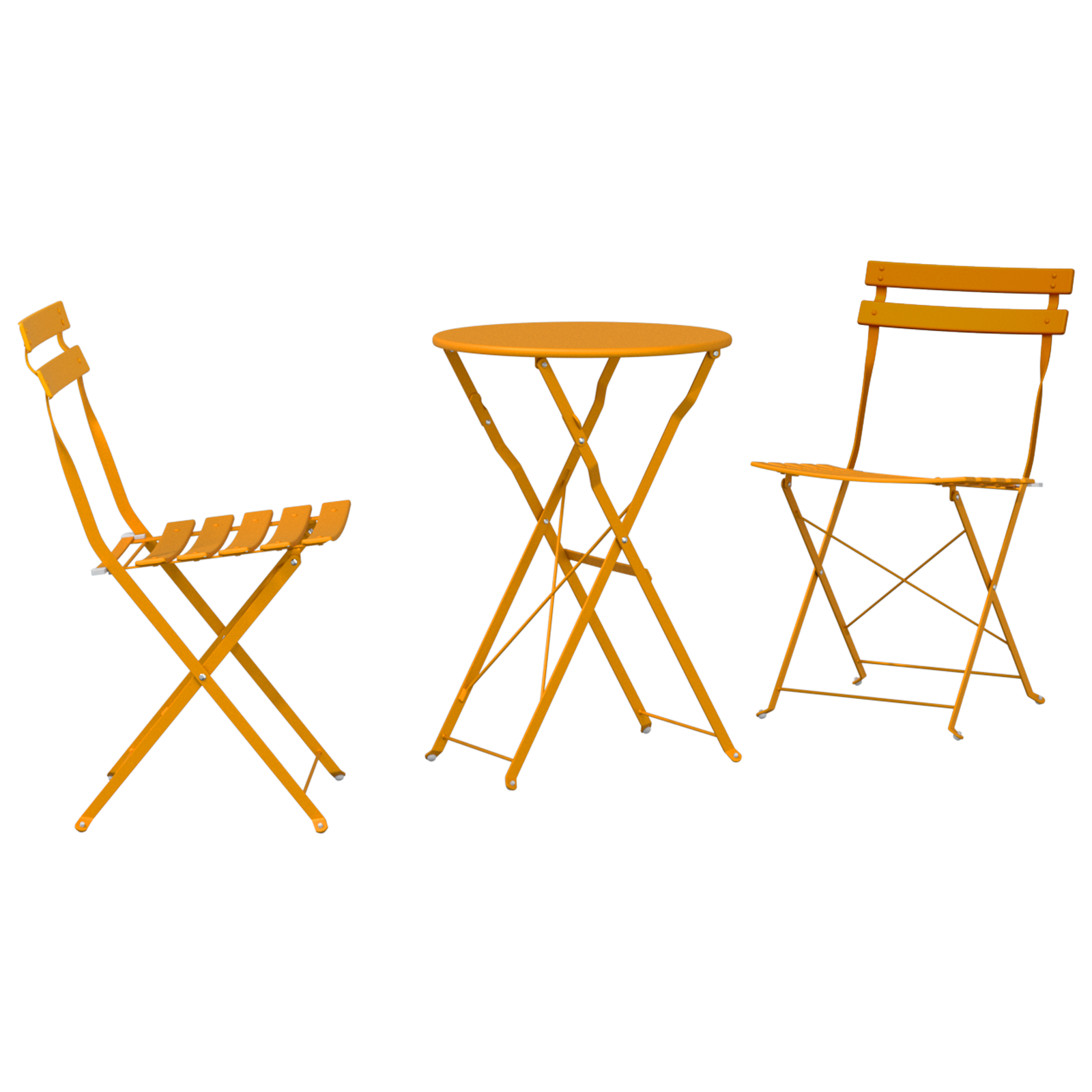 3-Piece Folding Bistro Set in Mustard Yellow Steel - Image 2