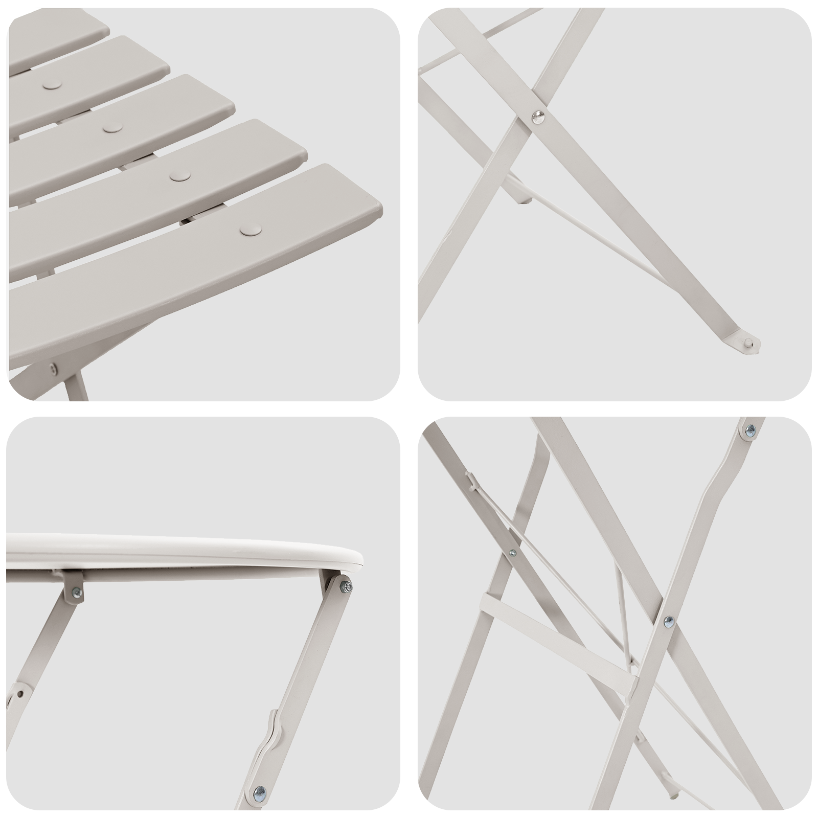3-Piece Beige Steel Folding Bistro Set - Image 8