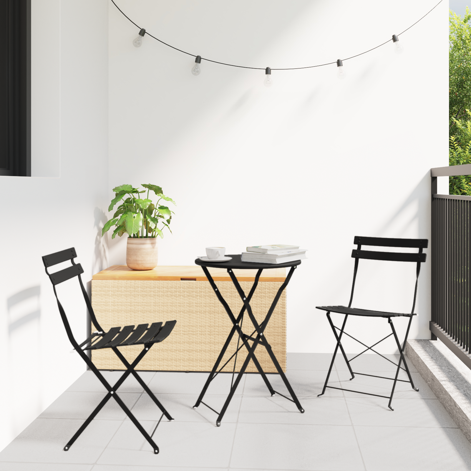 3-Piece Folding Bistro Set - Anthracite Steel
