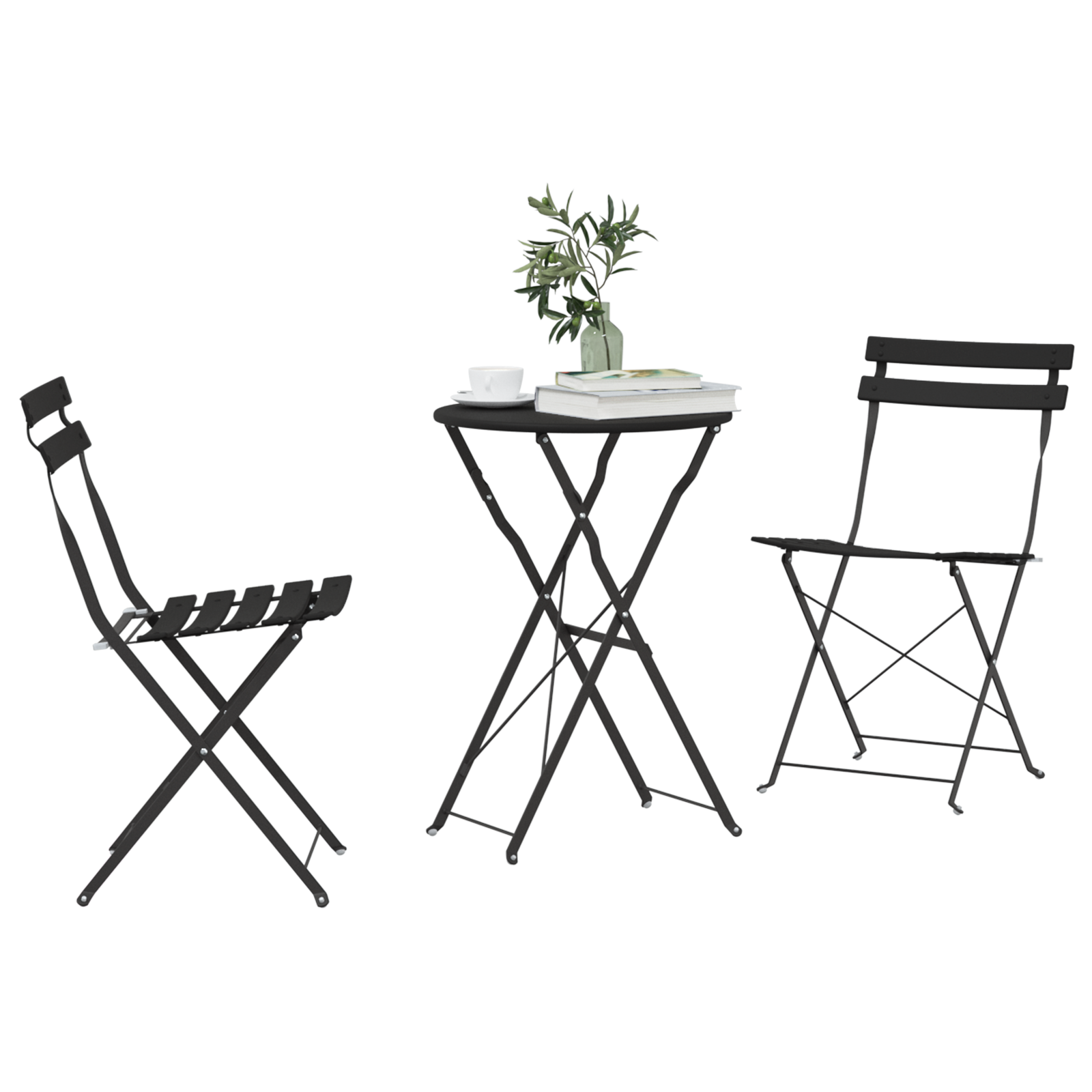 3-Piece Folding Bistro Set - Anthracite Steel - Image 3