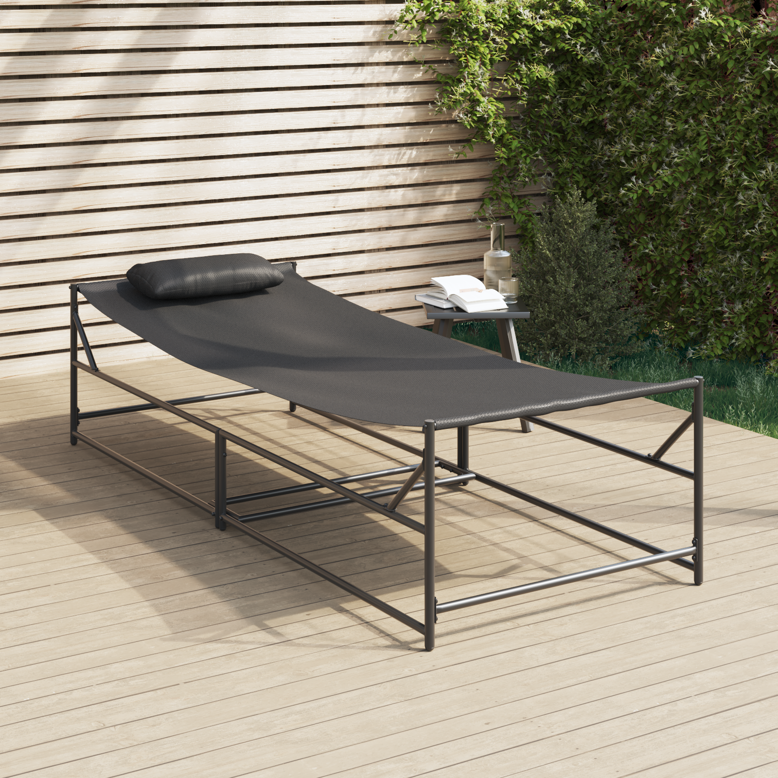 Garden Sunbed - Anthracite - 200x74x73 cm - Steel & Textilene - Image 3