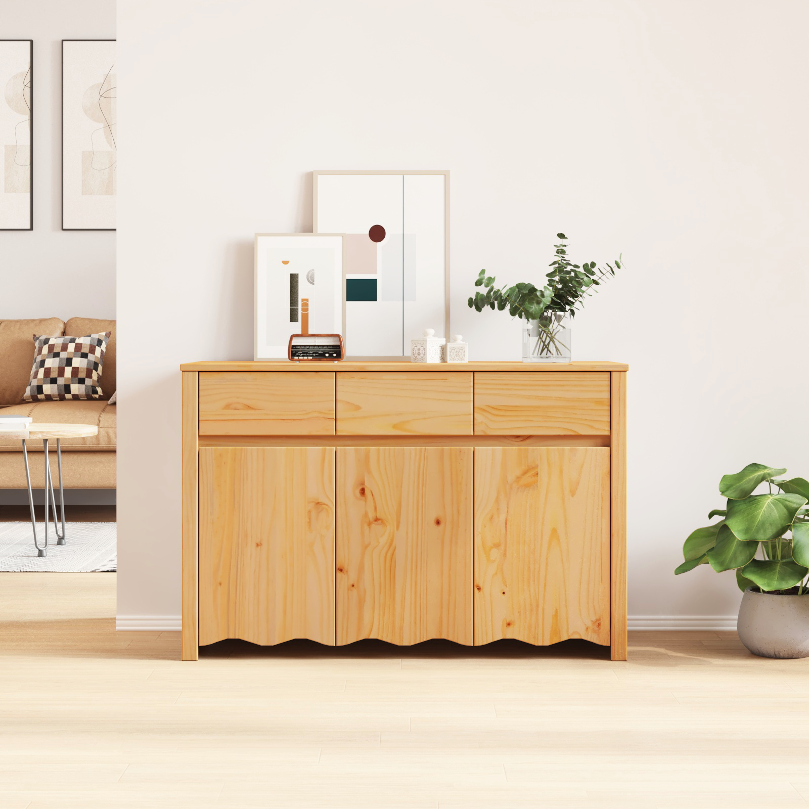 Sideboard "DRAMMEN" 114x43x75,5 cm Solid Wood Pine - Image 4