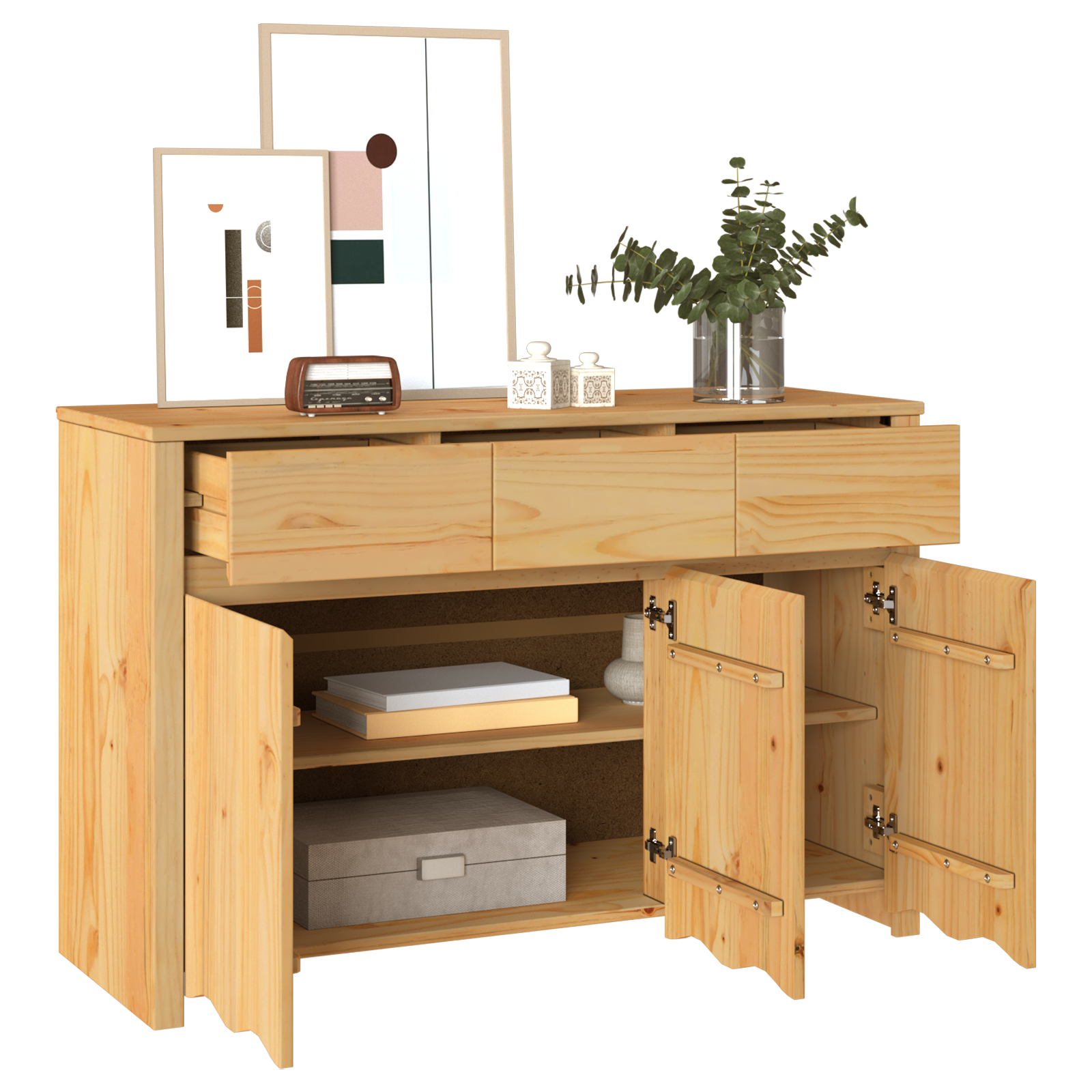 Sideboard "DRAMMEN" 114x43x75,5 cm Solid Wood Pine - Image 3