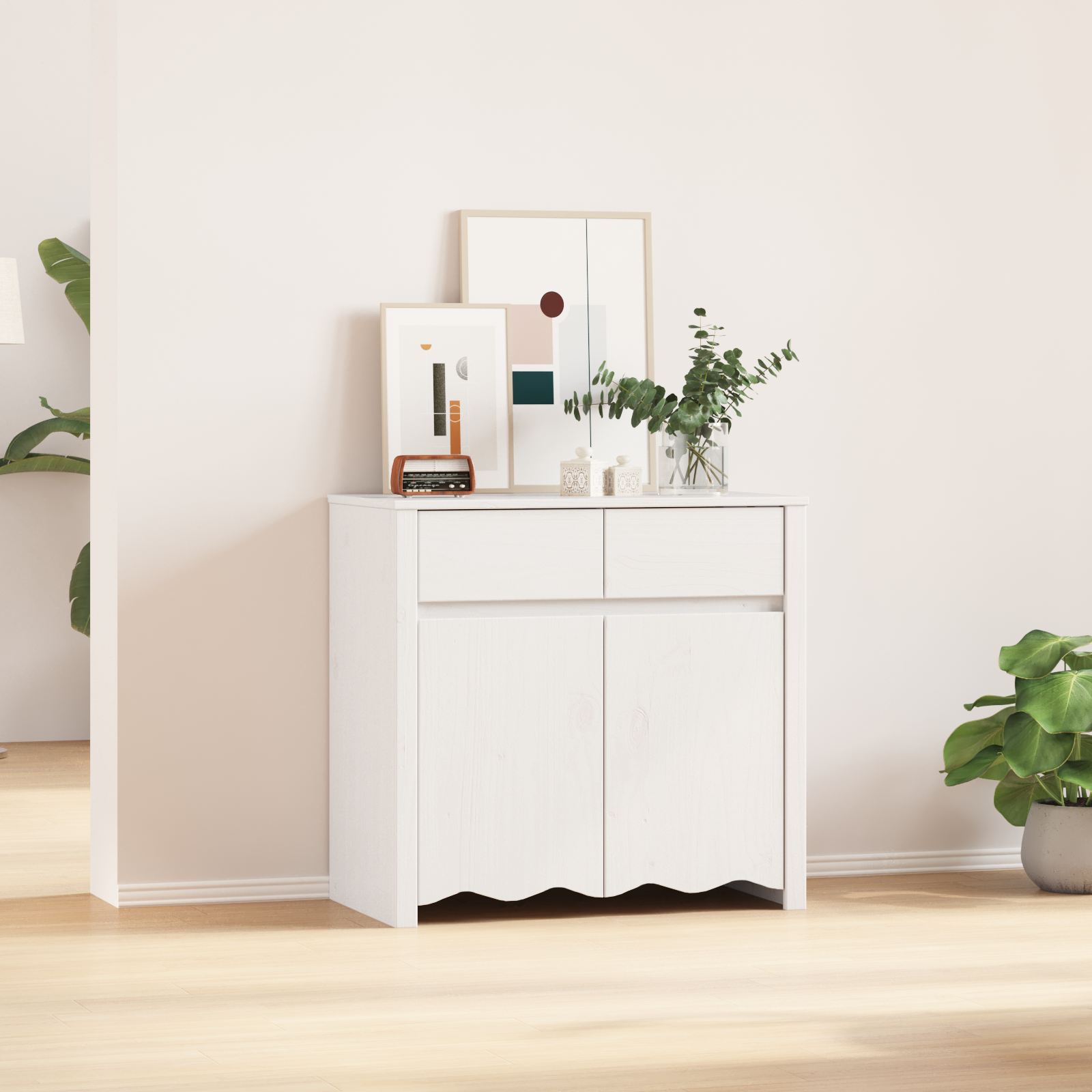 Dressoir “DRAMMEN” Wit 79x43x75,5 cm Massief Hout Vuren