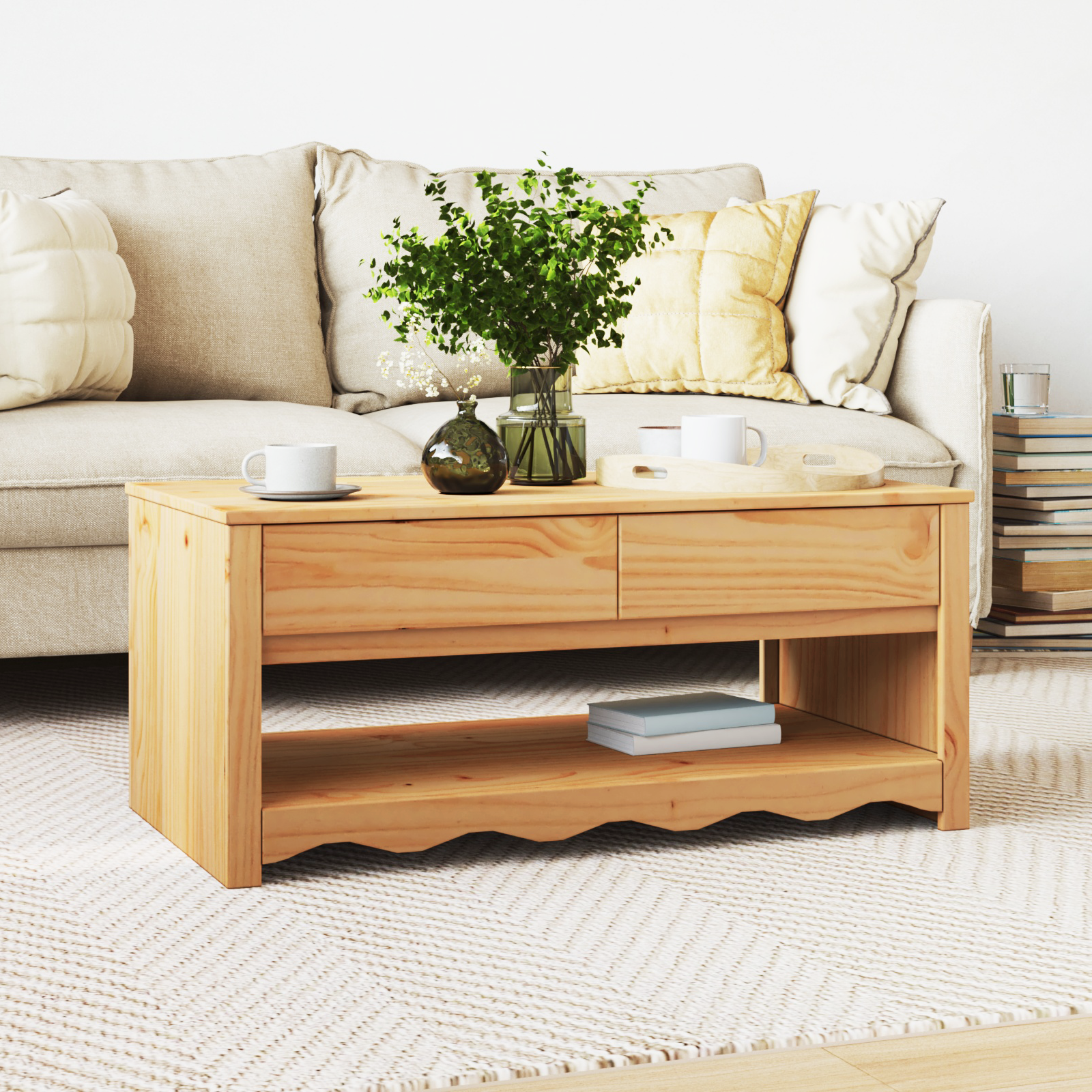 Salontafel “DRAMMEN” 99x55x45 cm Massief Grenenhout
