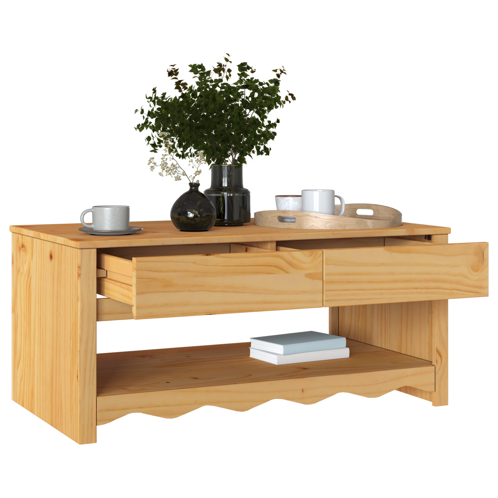 Coffee Table "DRAMMEN" 99x55x45 cm Solid Wood Pine - Image 3