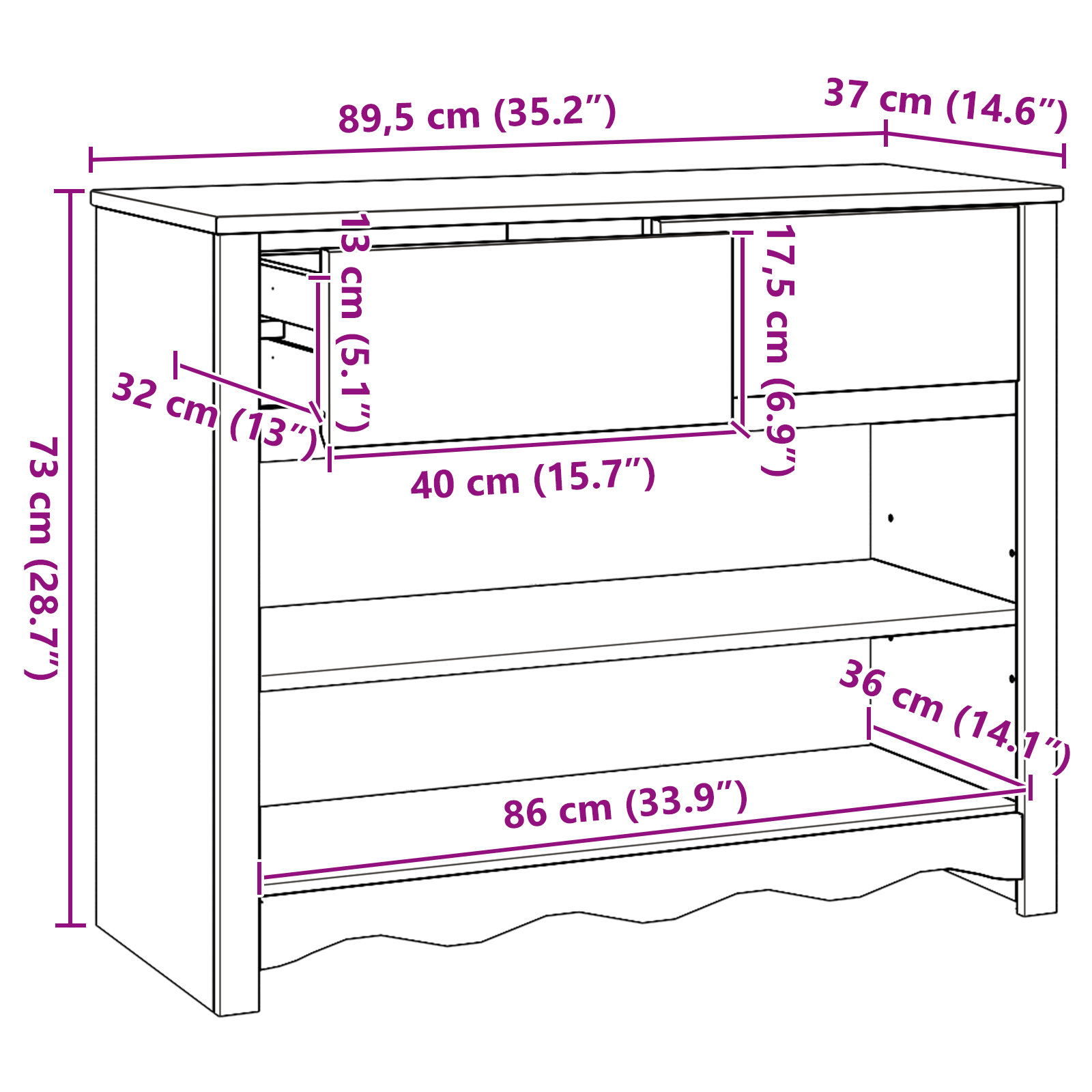 Konsolinis stalas "DRAMMEN" 89,5x37x73 cm kietas pušies medis - Image 11