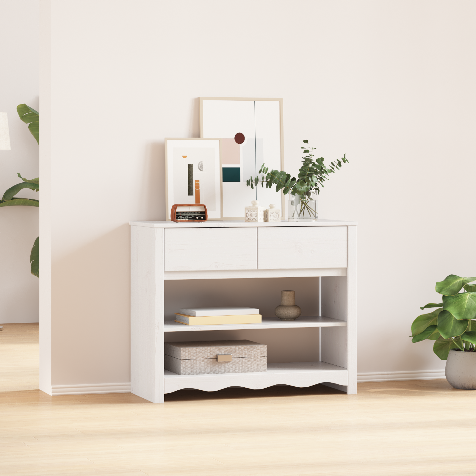 Console Tafel “DRAMMEN” Wit 89,5x37x73 cm Massief Hout Grenen