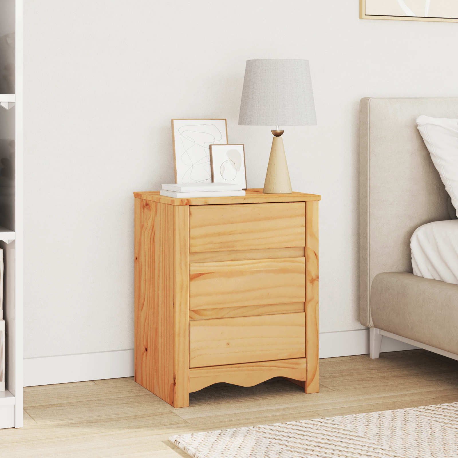 Bedside Cabinet "DRAMMEN" 45x35x56 cm Solid Wood Pine