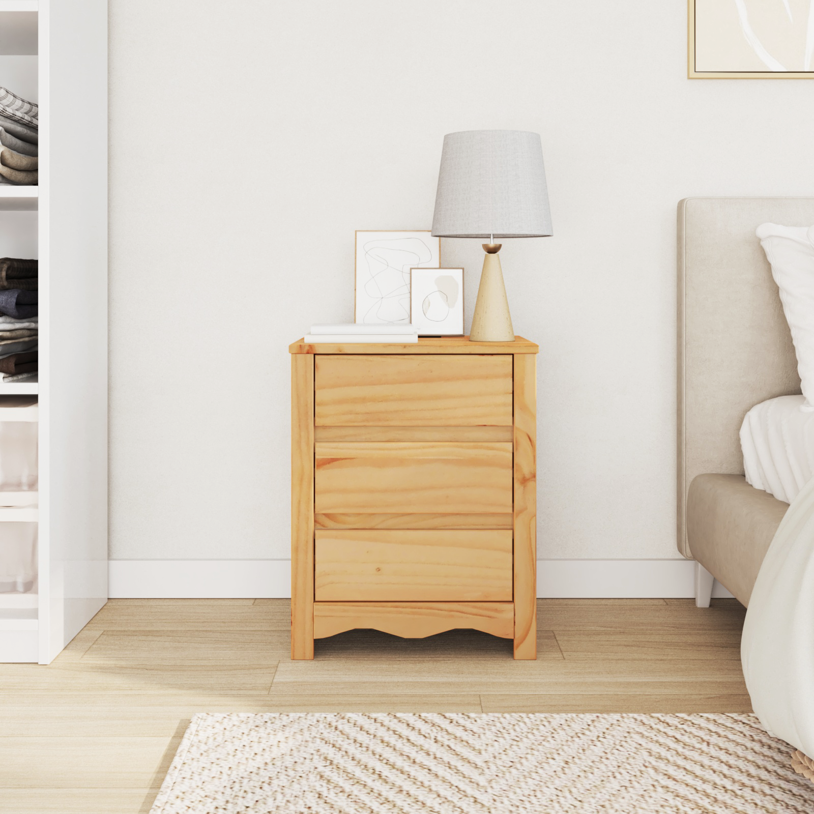 Bedside Cabinet "DRAMMEN" 45x35x56 cm Solid Wood Pine - Image 4