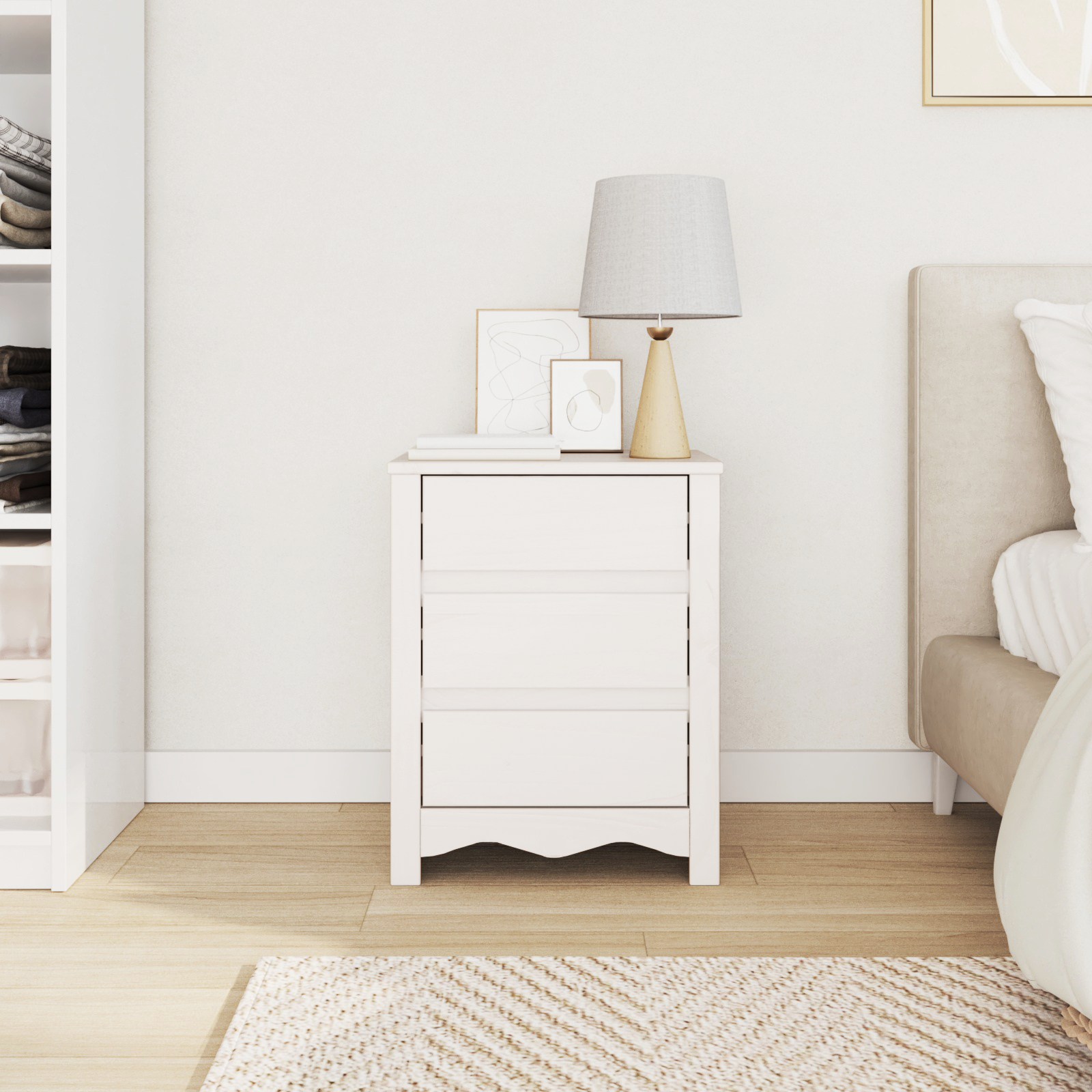 Bedside Cabinet "DRAMMEN" White 45x35x56 cm Solid Wood Pine - Image 4