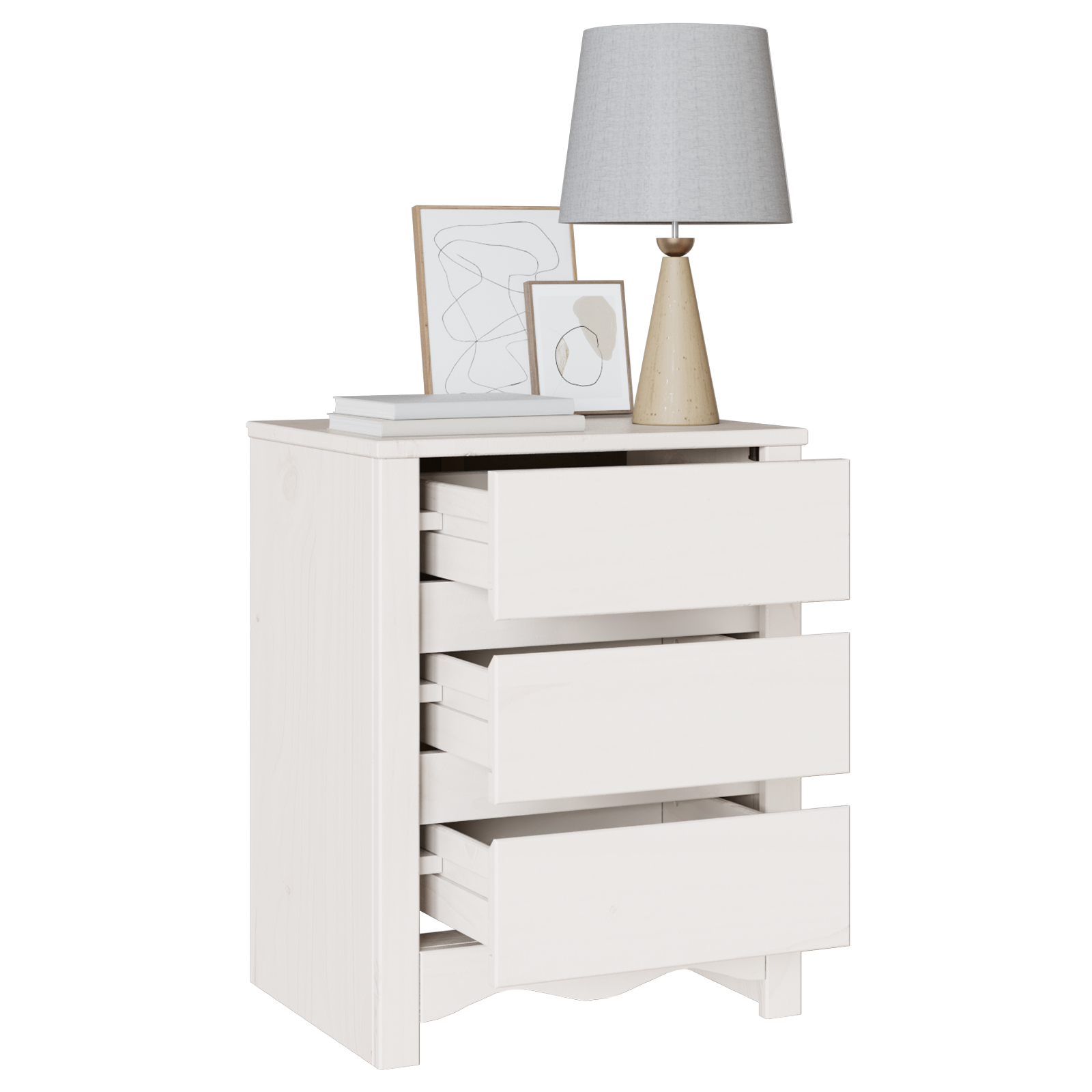 Bedside Cabinet "DRAMMEN" White 45x35x56 cm Solid Wood Pine - Image 3