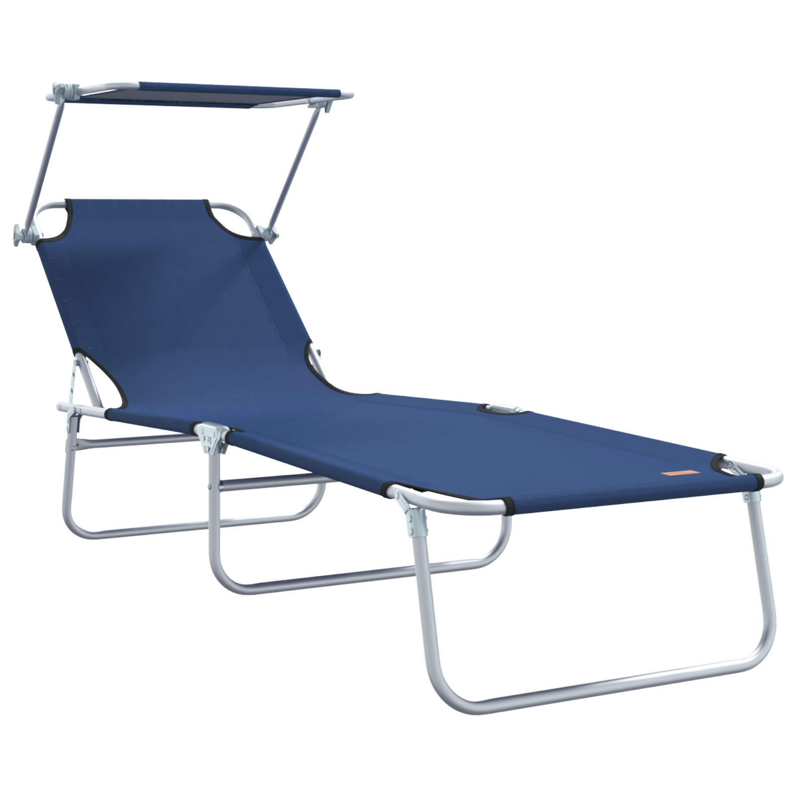 Folding Sun Loungers 2 pcs with Canopy Blue 600D Oxford Fabric - Image 4