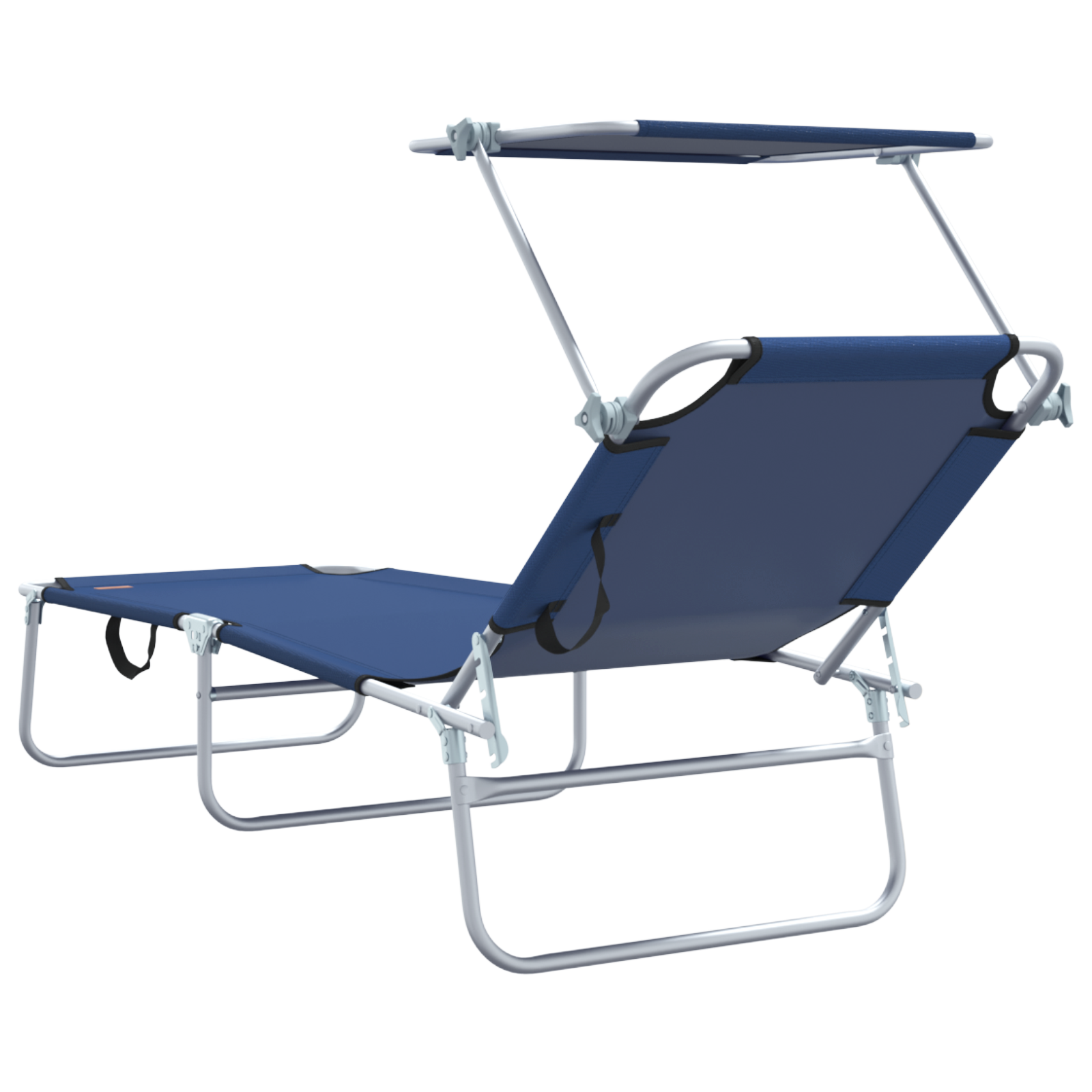 Folding Sun Loungers 2 pcs with Canopy Blue 600D Oxford Fabric - Image 7