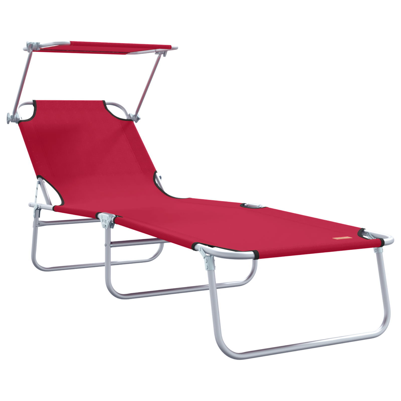 Folding Sun Loungers 2 pcs with Canopy Red 600D Oxford Fabric - Image 4