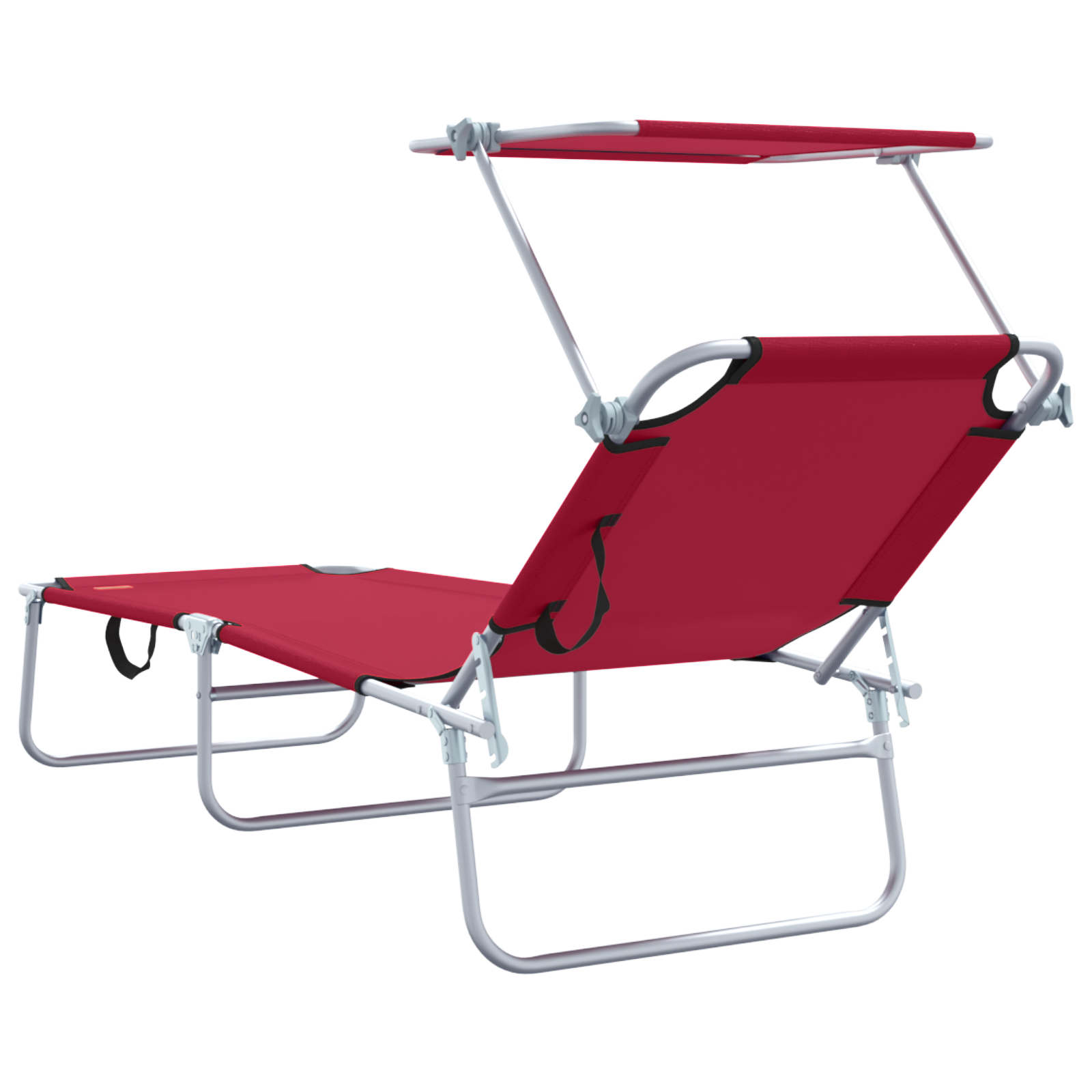 Folding Sun Loungers 2 pcs with Canopy Red 600D Oxford Fabric - Image 7