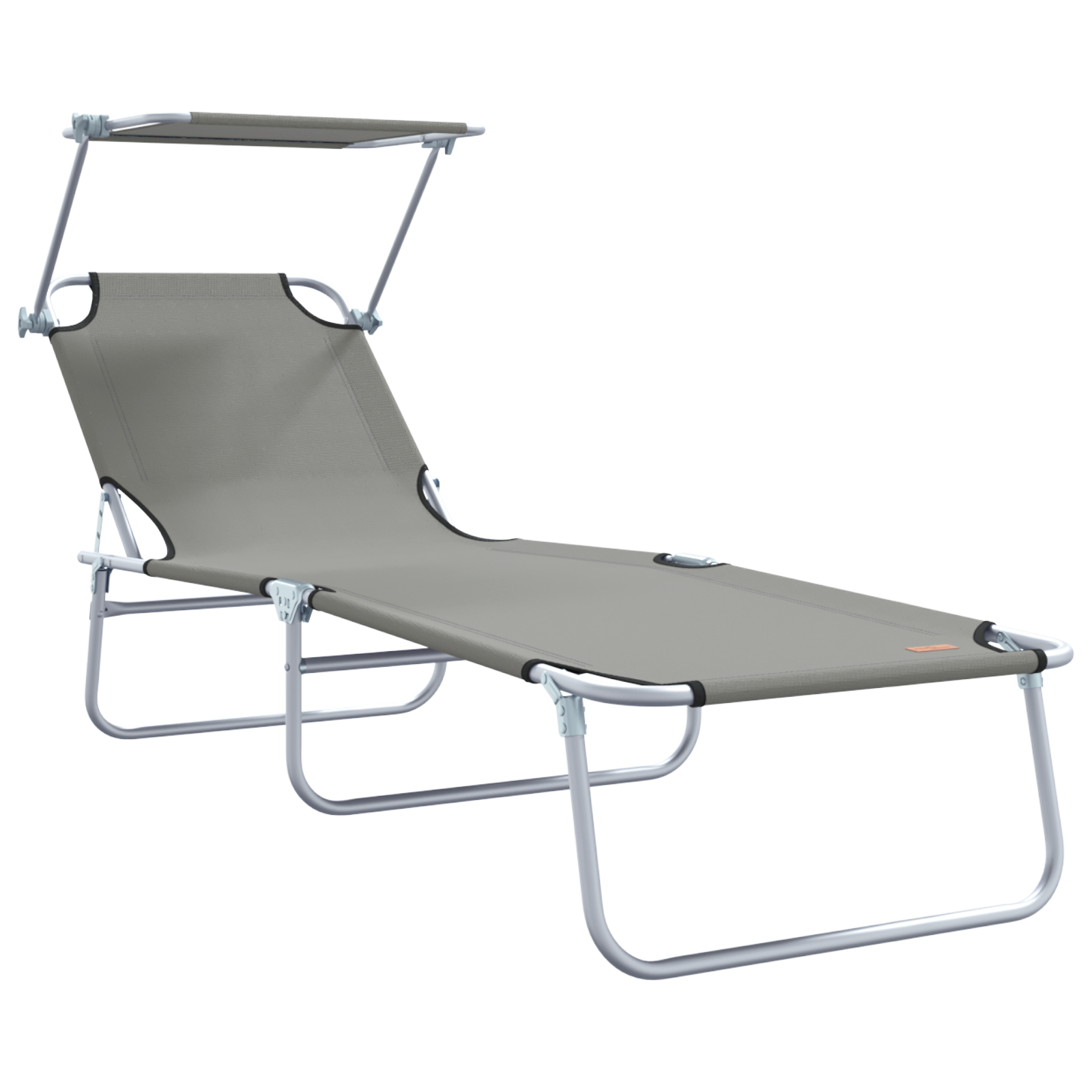 Folding Sun Loungers 2 pcs with Canopy Grey 600D Oxford Fabric - Image 4