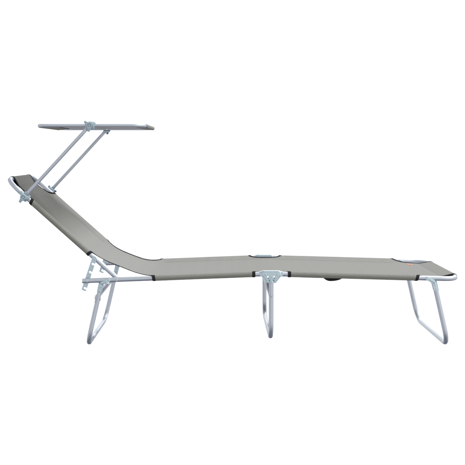 Folding Sun Loungers 2 pcs with Canopy Grey 600D Oxford Fabric - Image 6