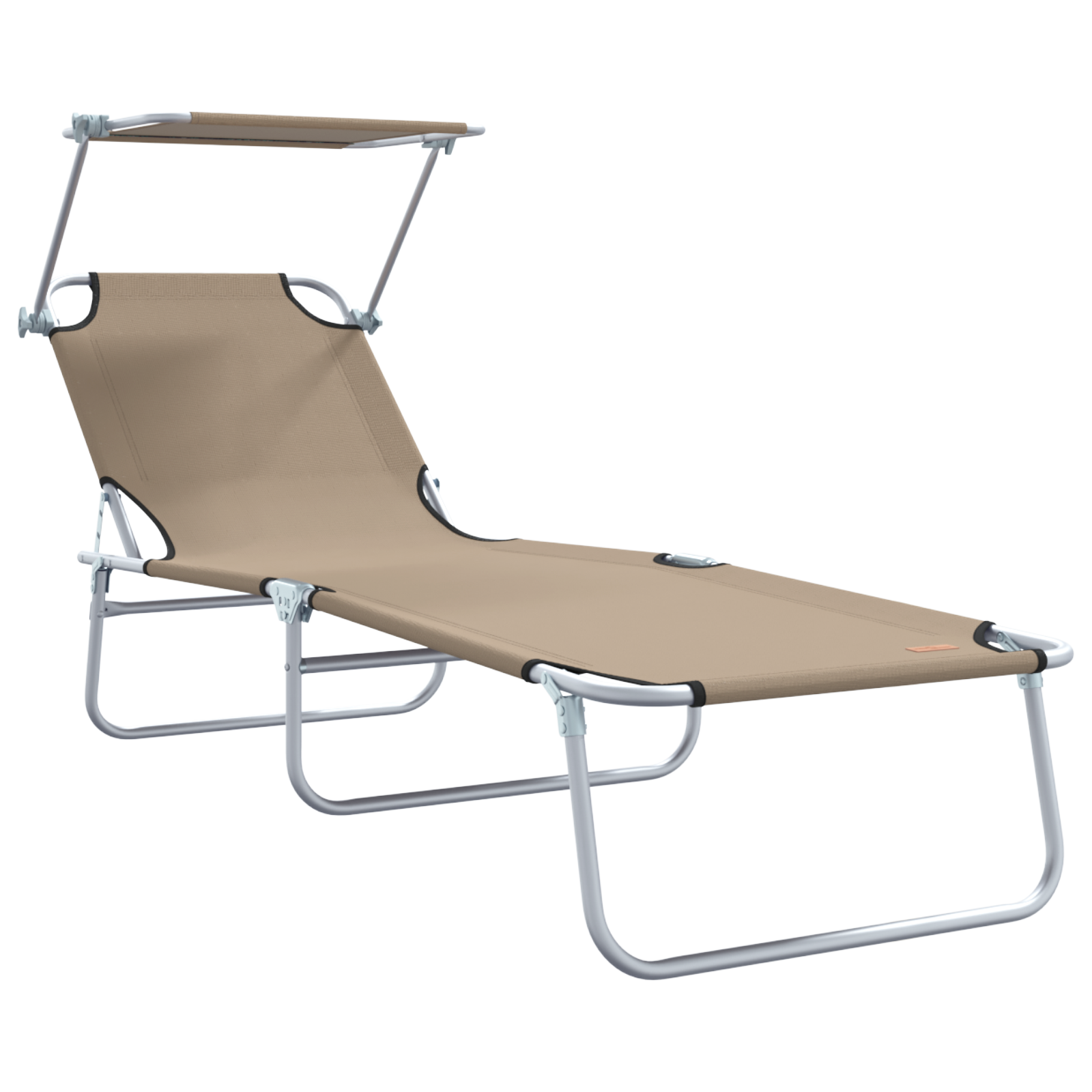 Folding Sun Loungers 2 pcs with Canopy Taupe 600D Oxford Fabric - Image 4