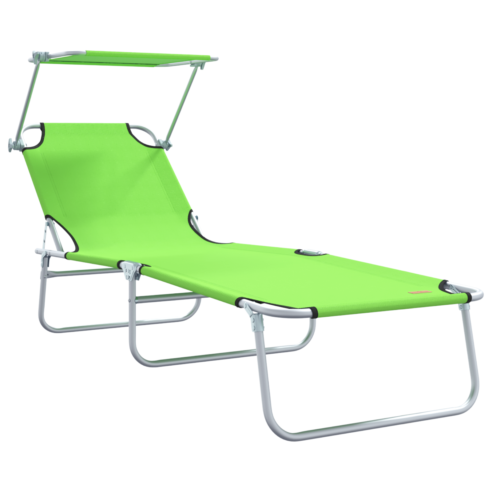 Folding Sun Loungers 2 pcs with Canopy Green 600D Oxford Fabric - Image 4
