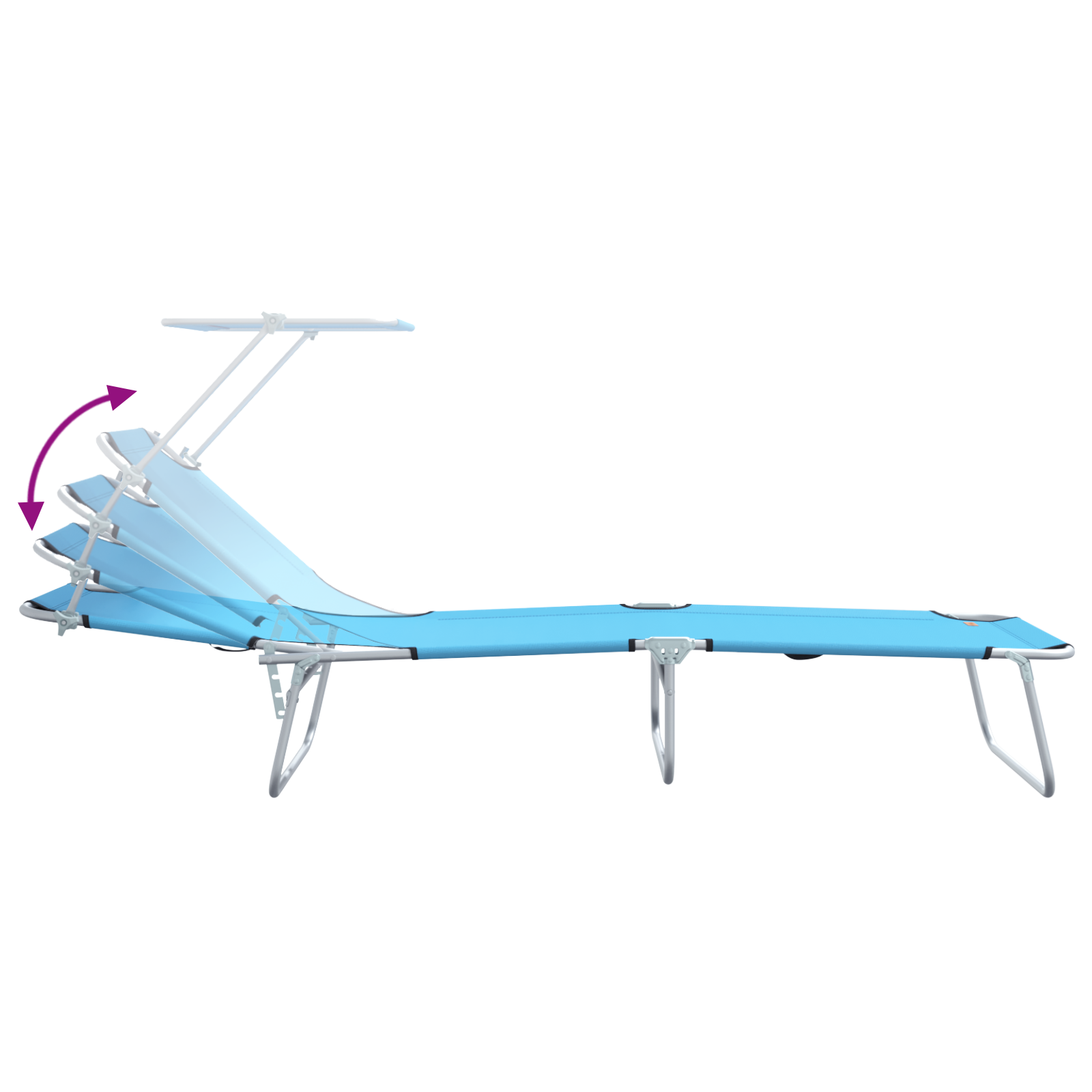 Folding Sun Loungers 2 pcs with Canopy Bright Blue 600D Oxford Fabric - Image 10