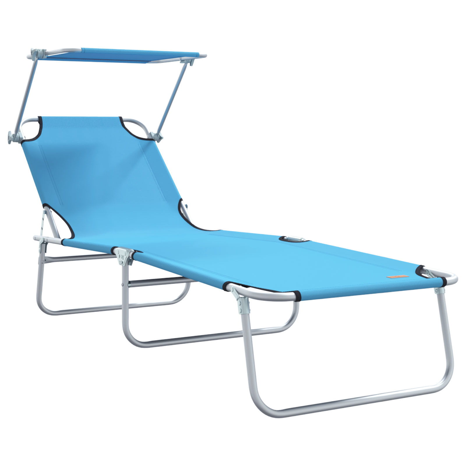 Folding Sun Loungers 2 pcs with Canopy Bright Blue 600D Oxford Fabric - Image 4