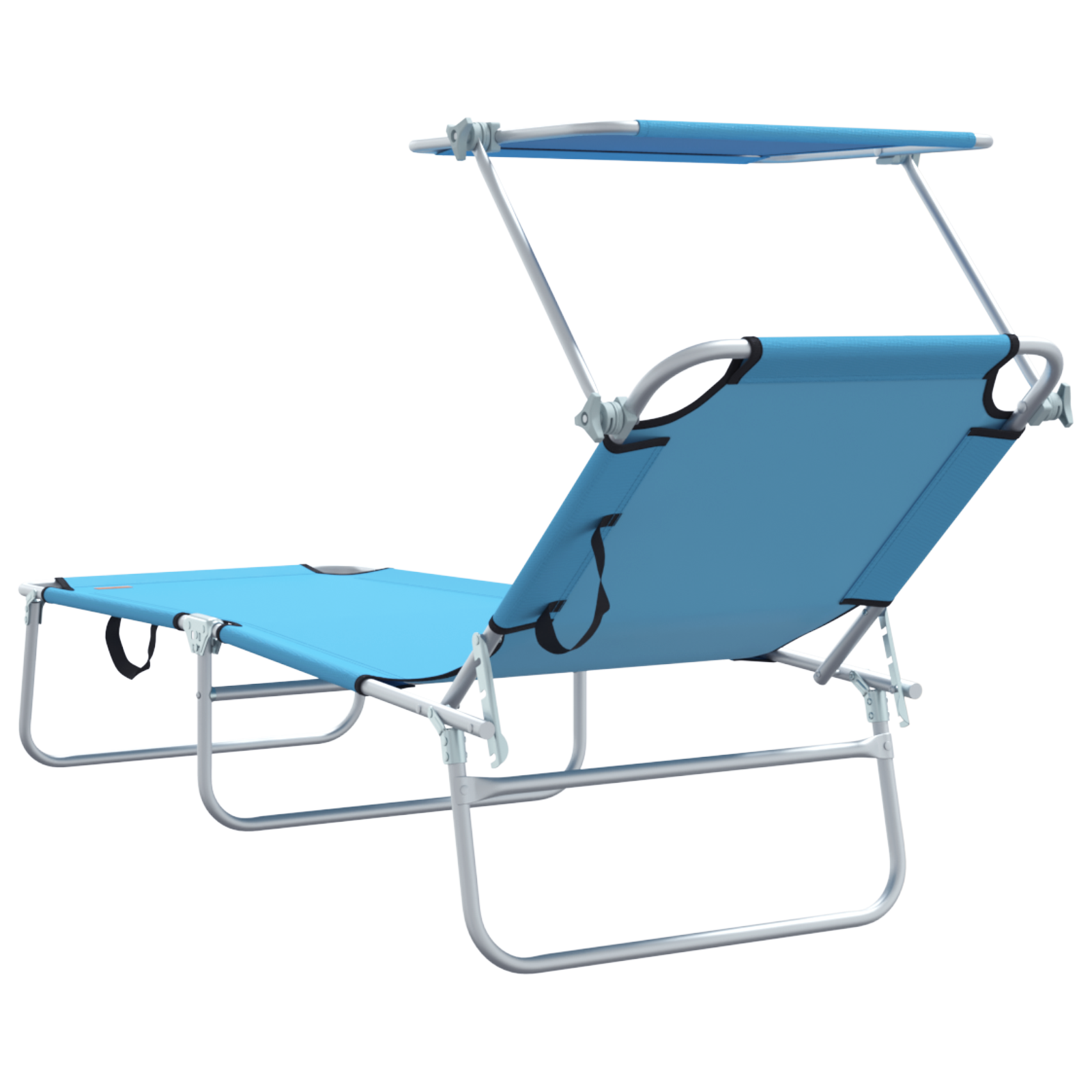 Folding Sun Loungers 2 pcs with Canopy Bright Blue 600D Oxford Fabric - Image 7