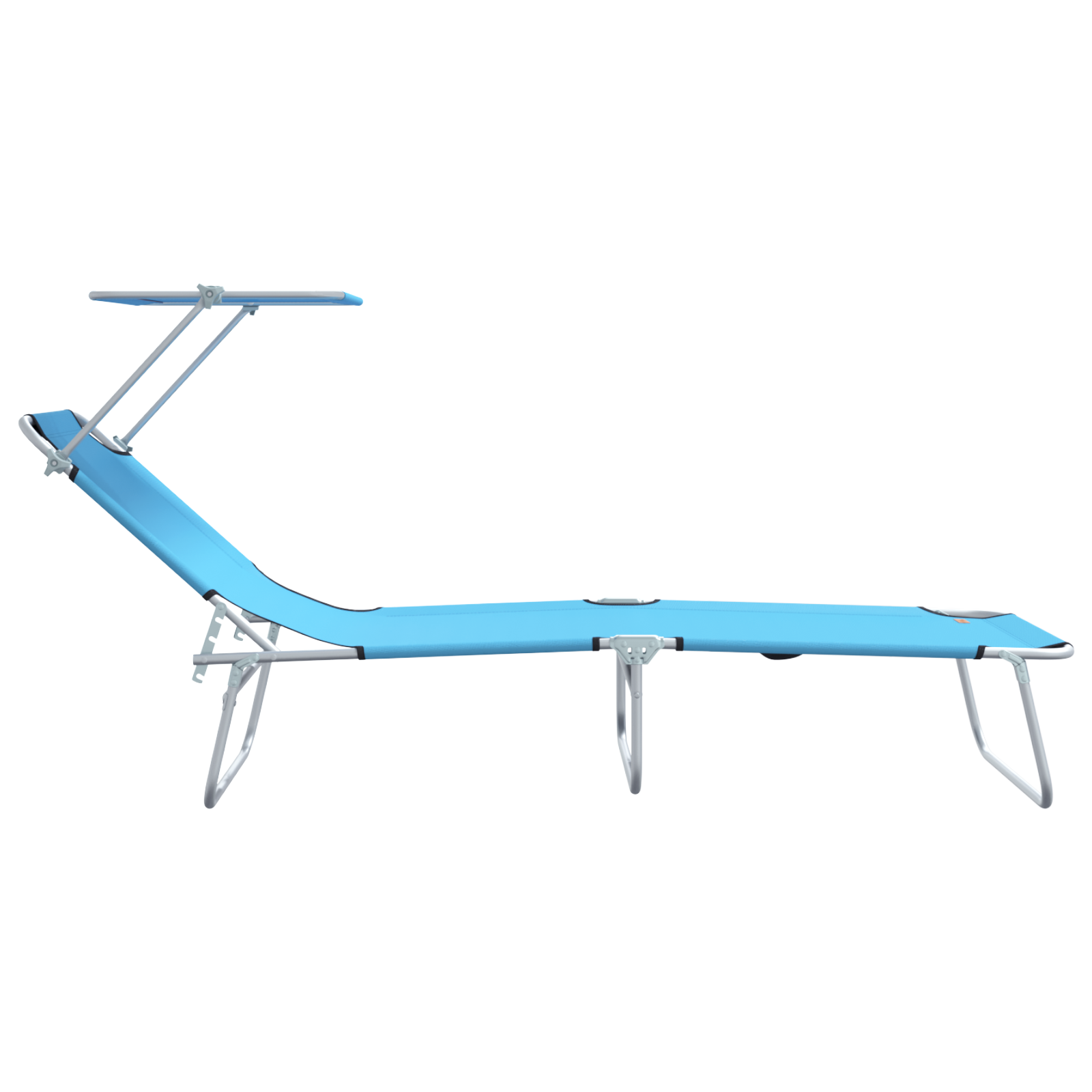 Folding Sun Loungers 2 pcs with Canopy Bright Blue 600D Oxford Fabric - Image 6