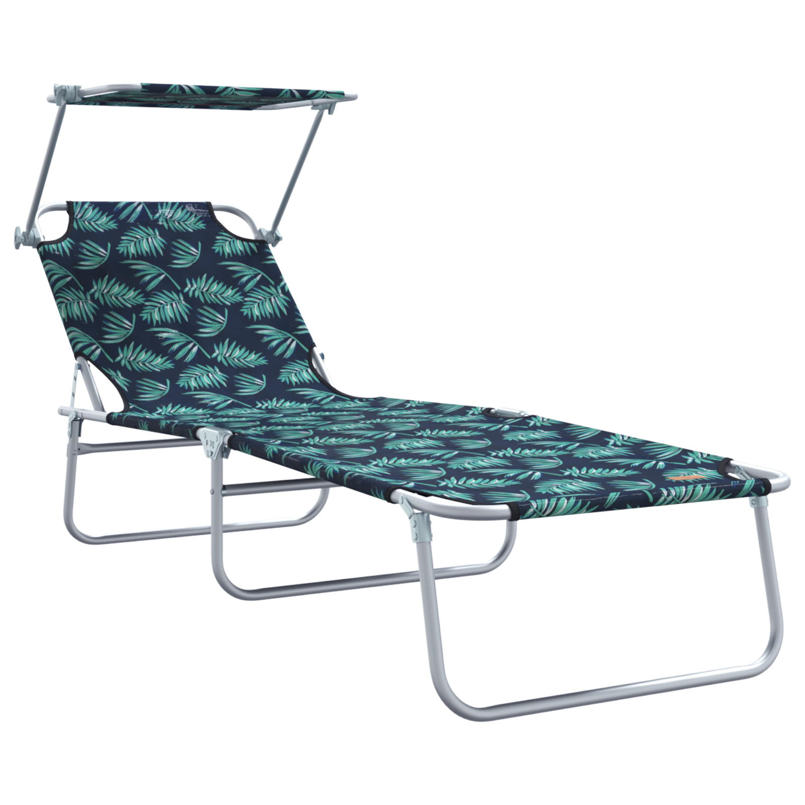 Folding Sun Loungers 2 pcs with Canopy Leaf Pattern 600D Oxford Fabric - Image 4