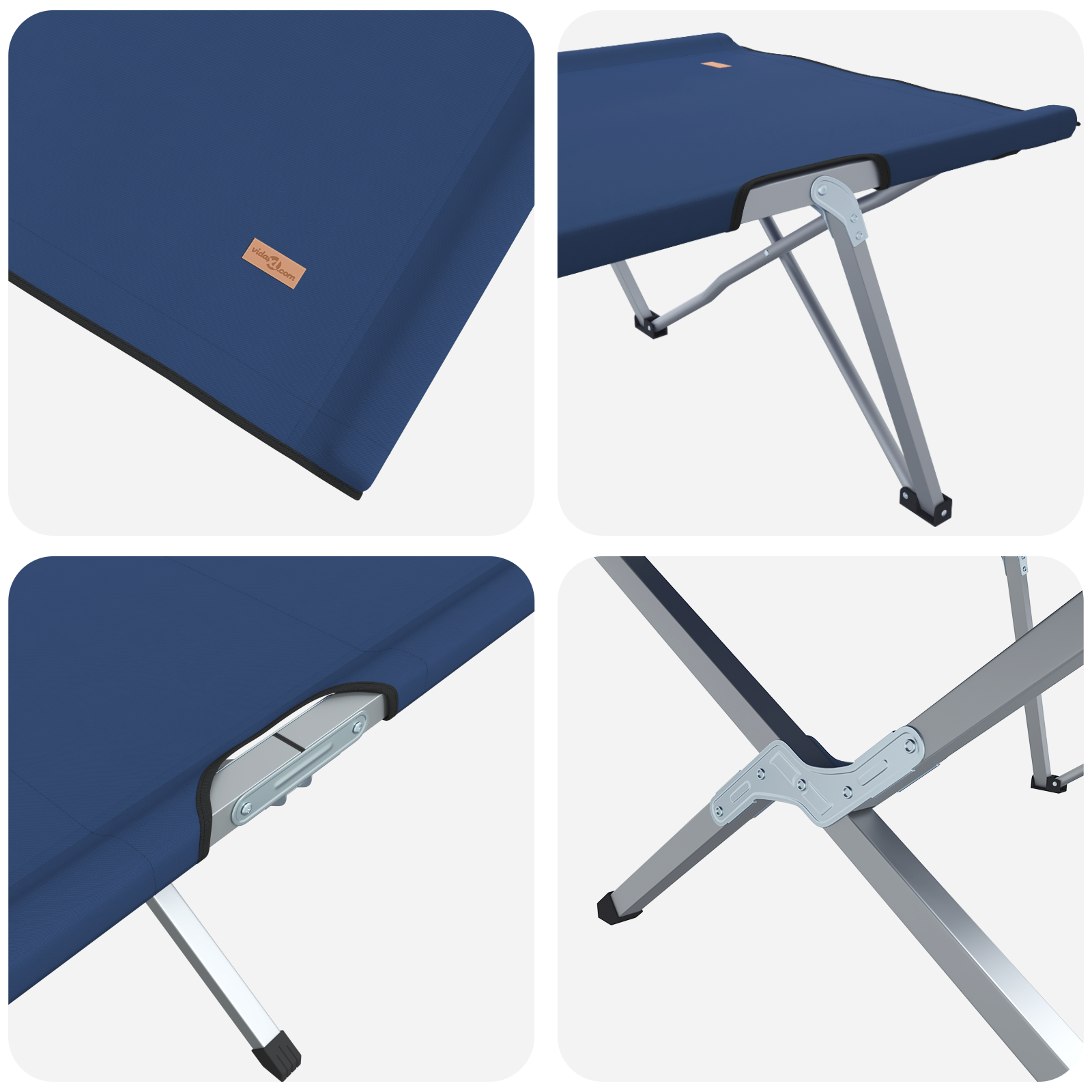 Folding Camping Bed Blue Metal, Fabric Standard Foldable - Image 7
