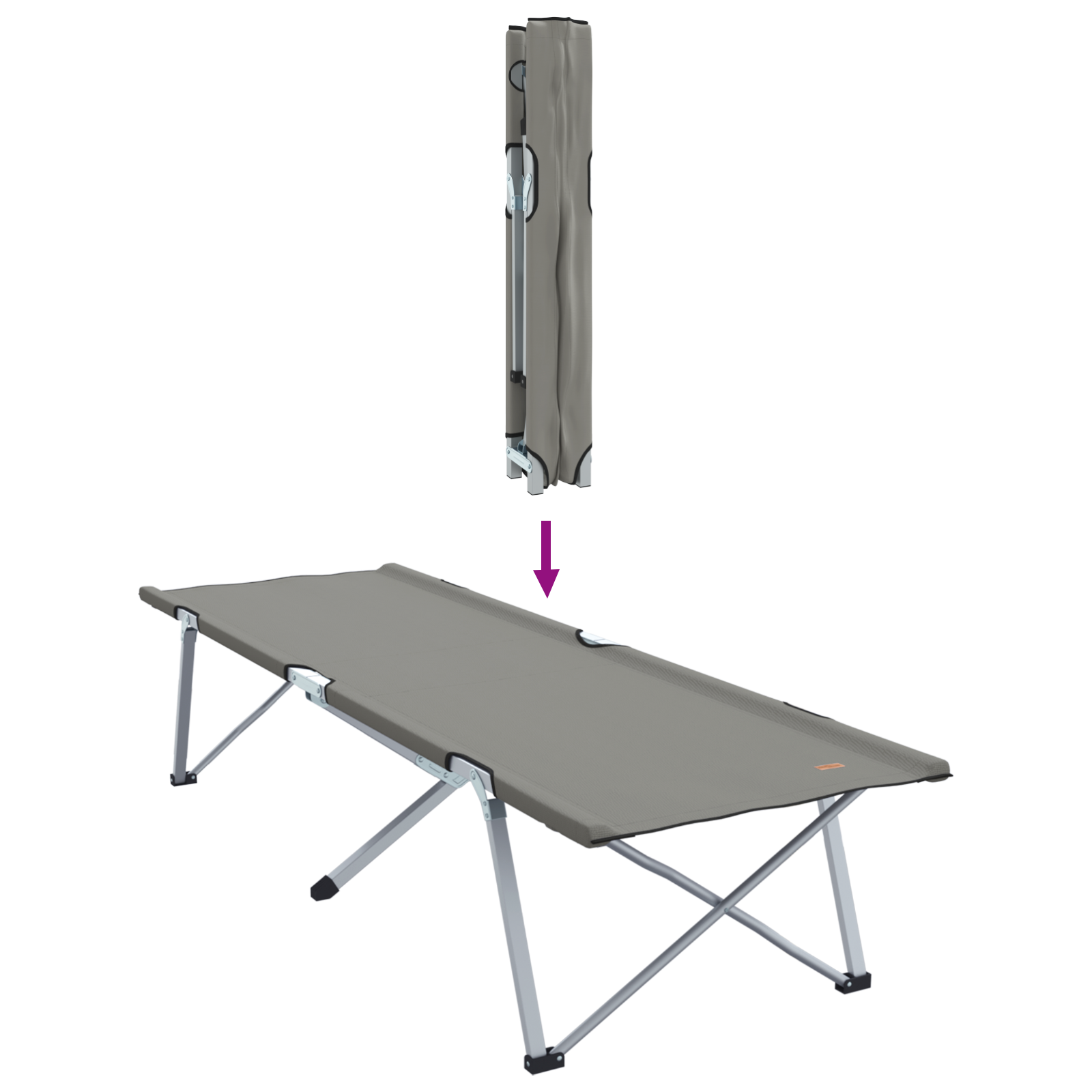 Folding Camping Bed Grey Aluminium Large Foldable - Image 8