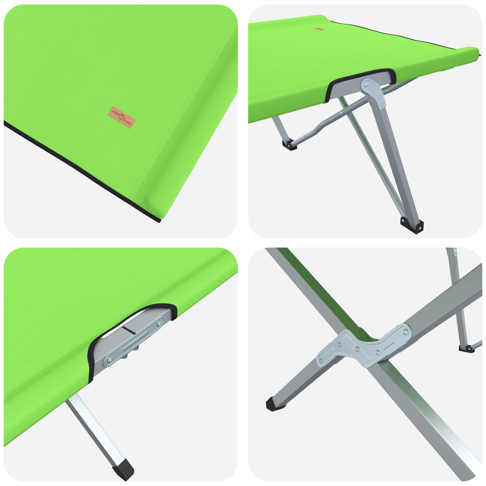 Folding Camping Bed Dark green Metal, Fabric Single Foldable - Image 7