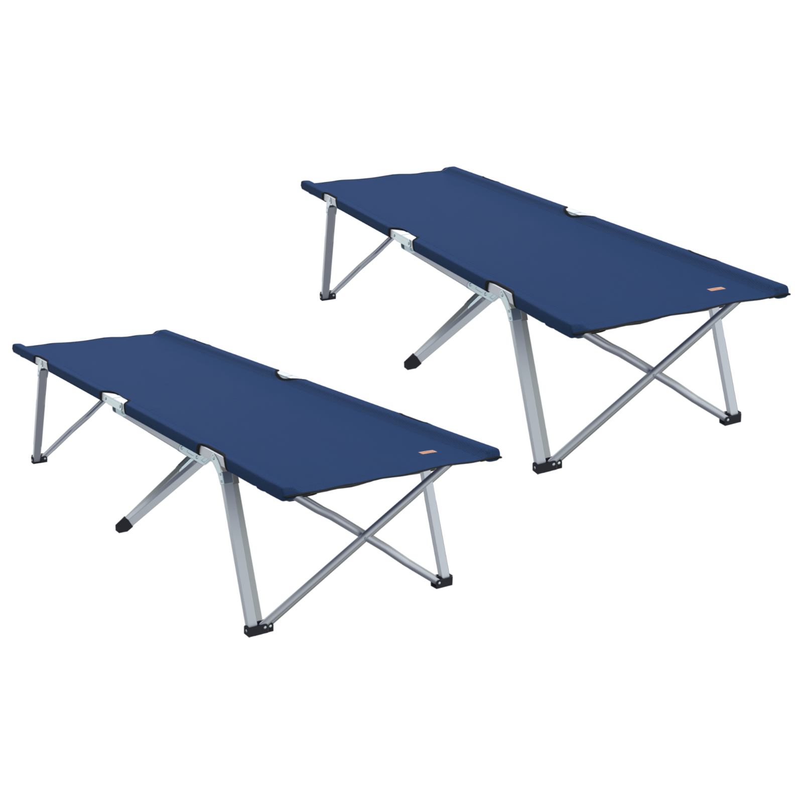 Folding Camping Bed Set Blue Fabric and Metal Compact Foldable - Image 2