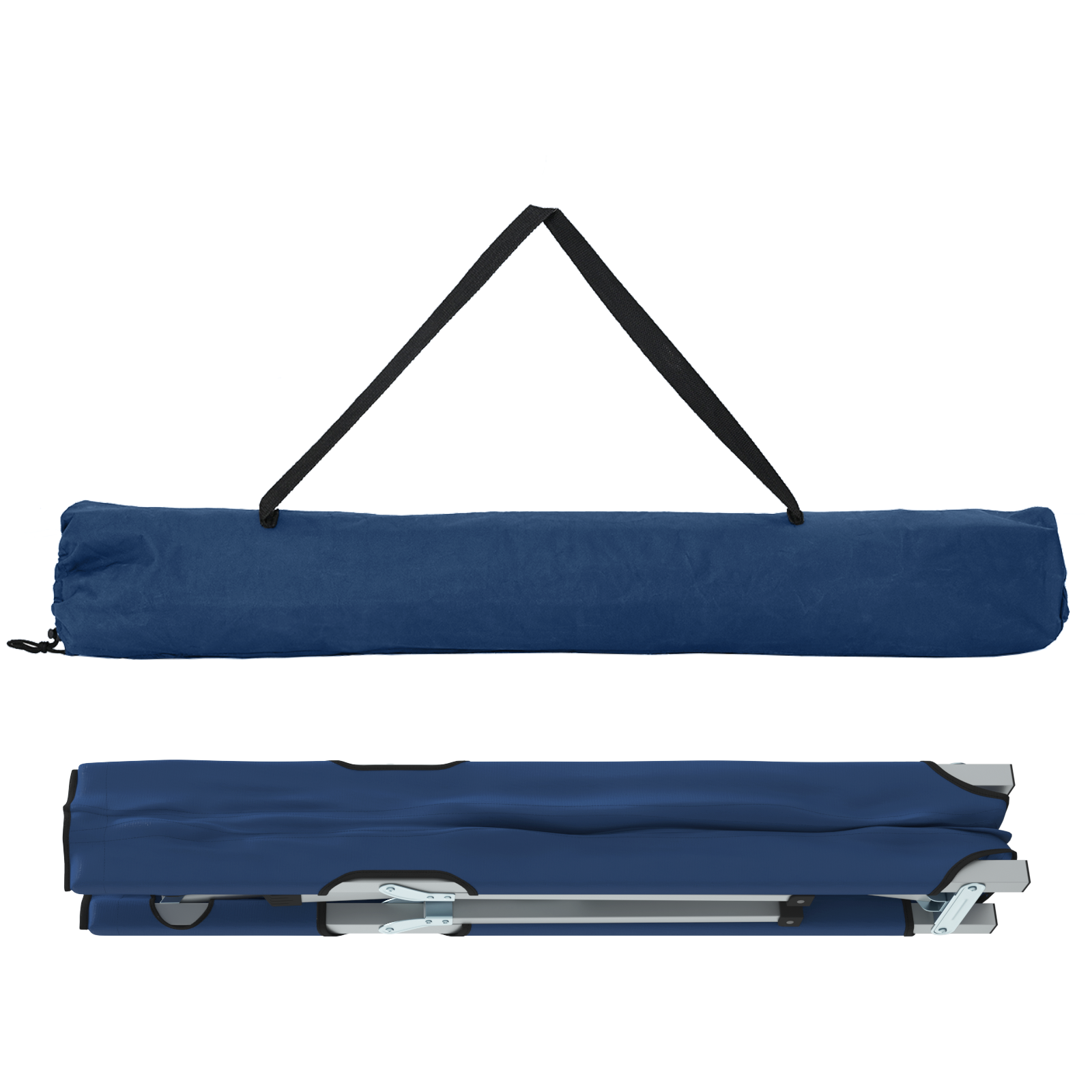 Folding Camping Bed Set Blue Fabric and Metal Compact Foldable - Image 5