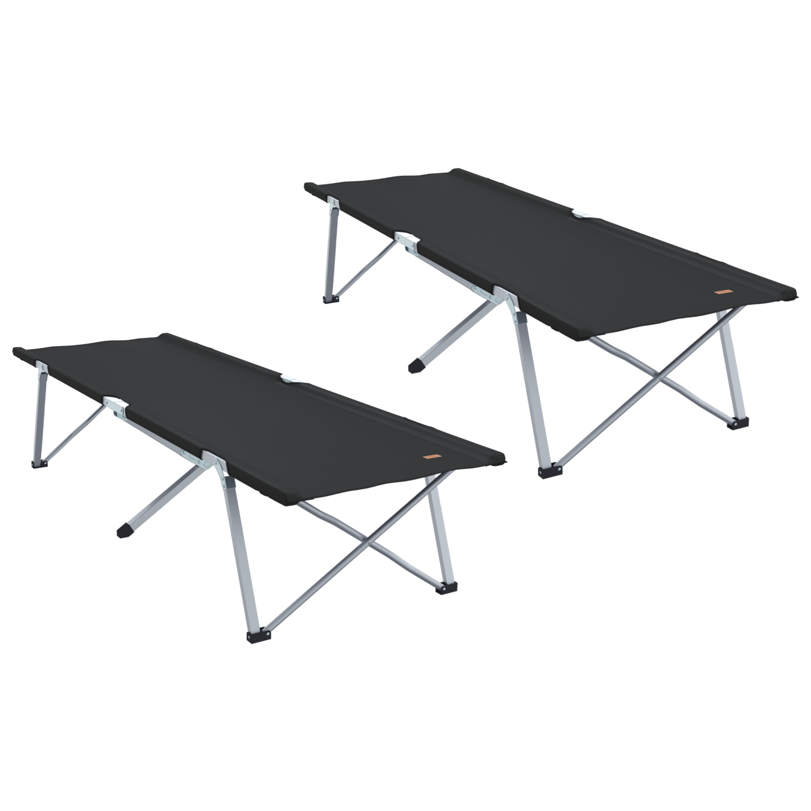 Folding Camping Beds 2 pcs with Carry Bag Black 600D Oxford Fabric - Image 2