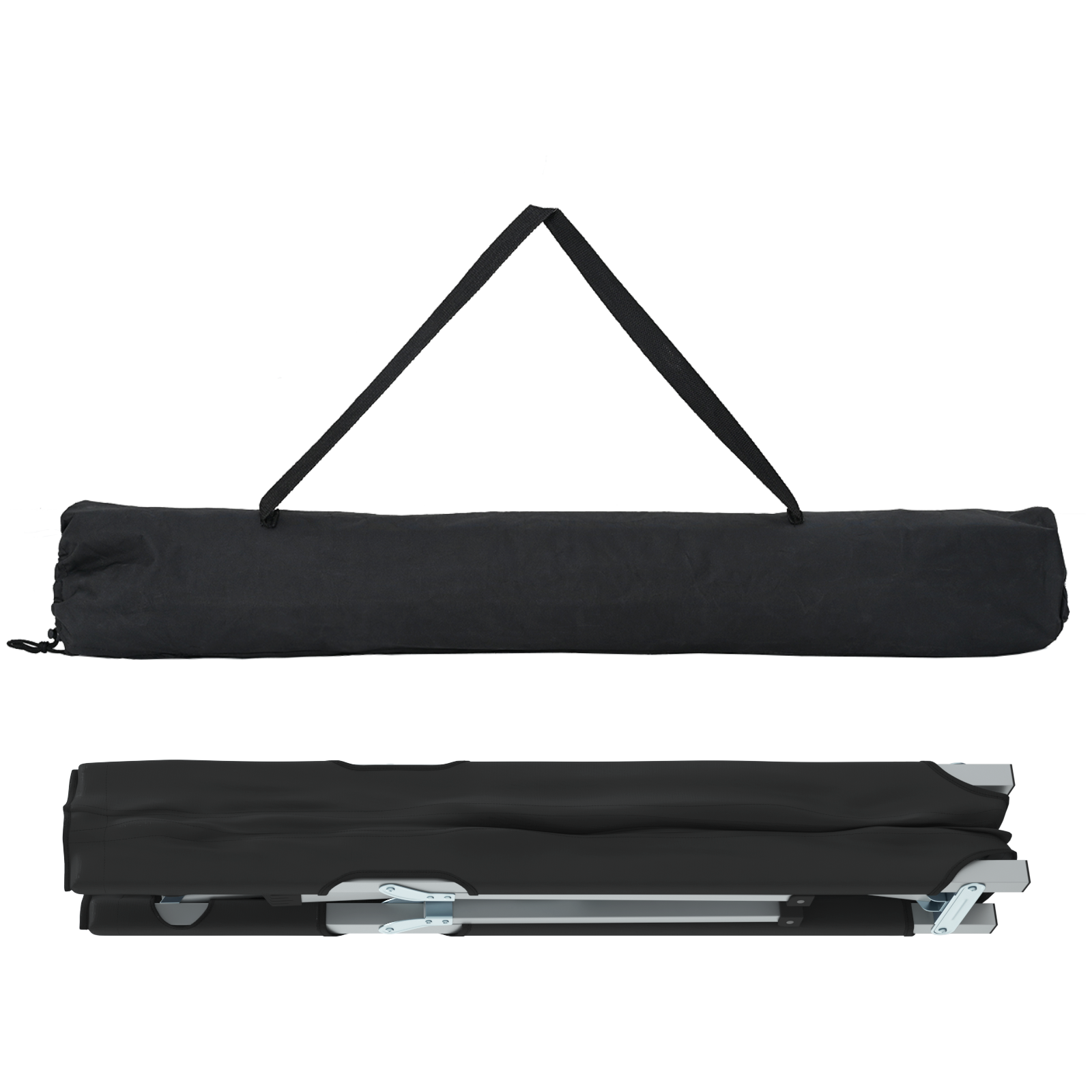 Folding Camping Beds 2 pcs with Carry Bag Black 600D Oxford Fabric - Image 5