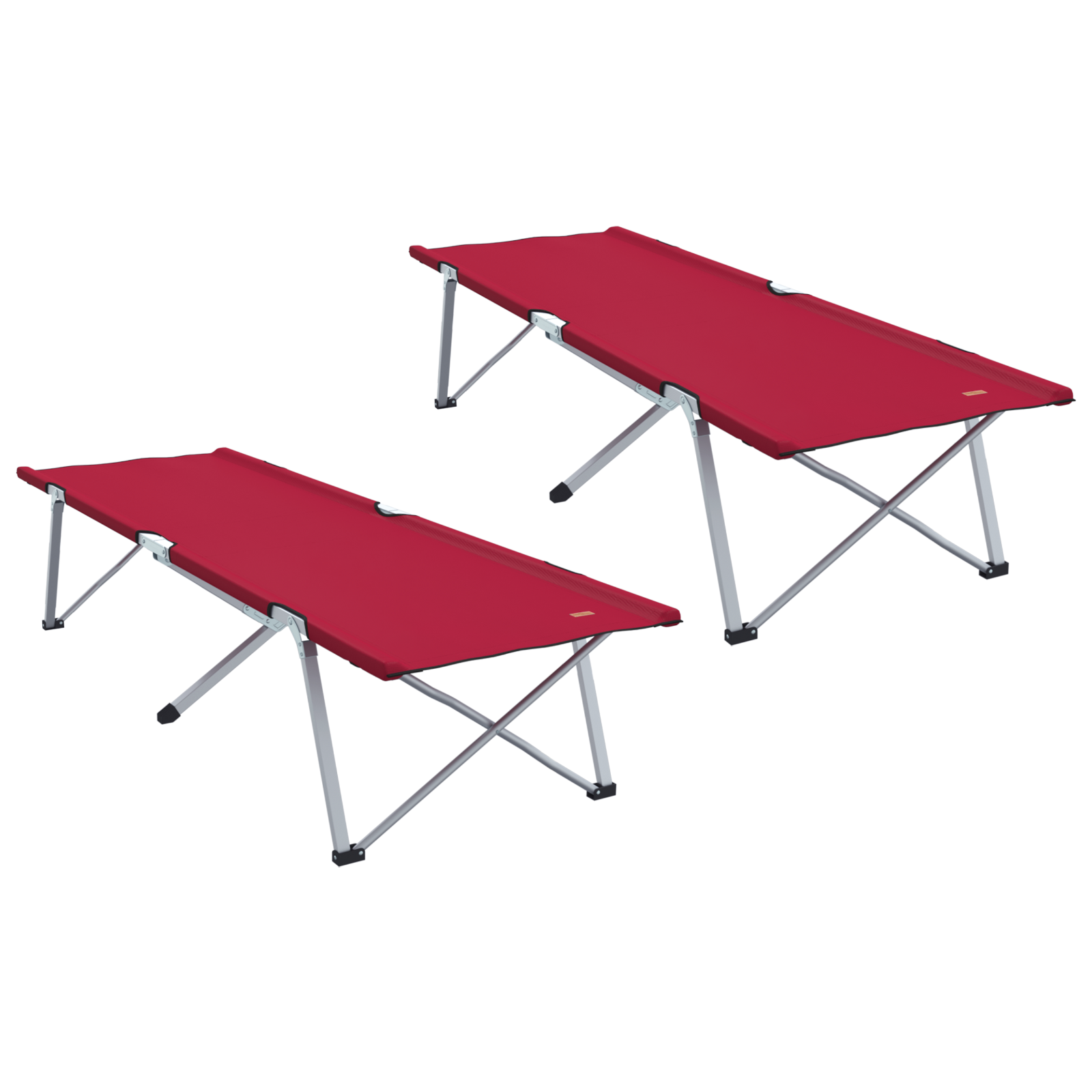 Folding Lounge Bed Red Metal, Fabric Standard Foldable - Image 2