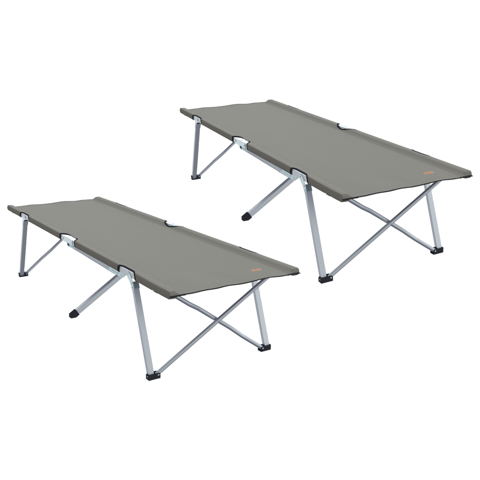 Folding Camping Beds 2 pcs with Carry Bag Grey 600D Oxford Fabric - Image 2