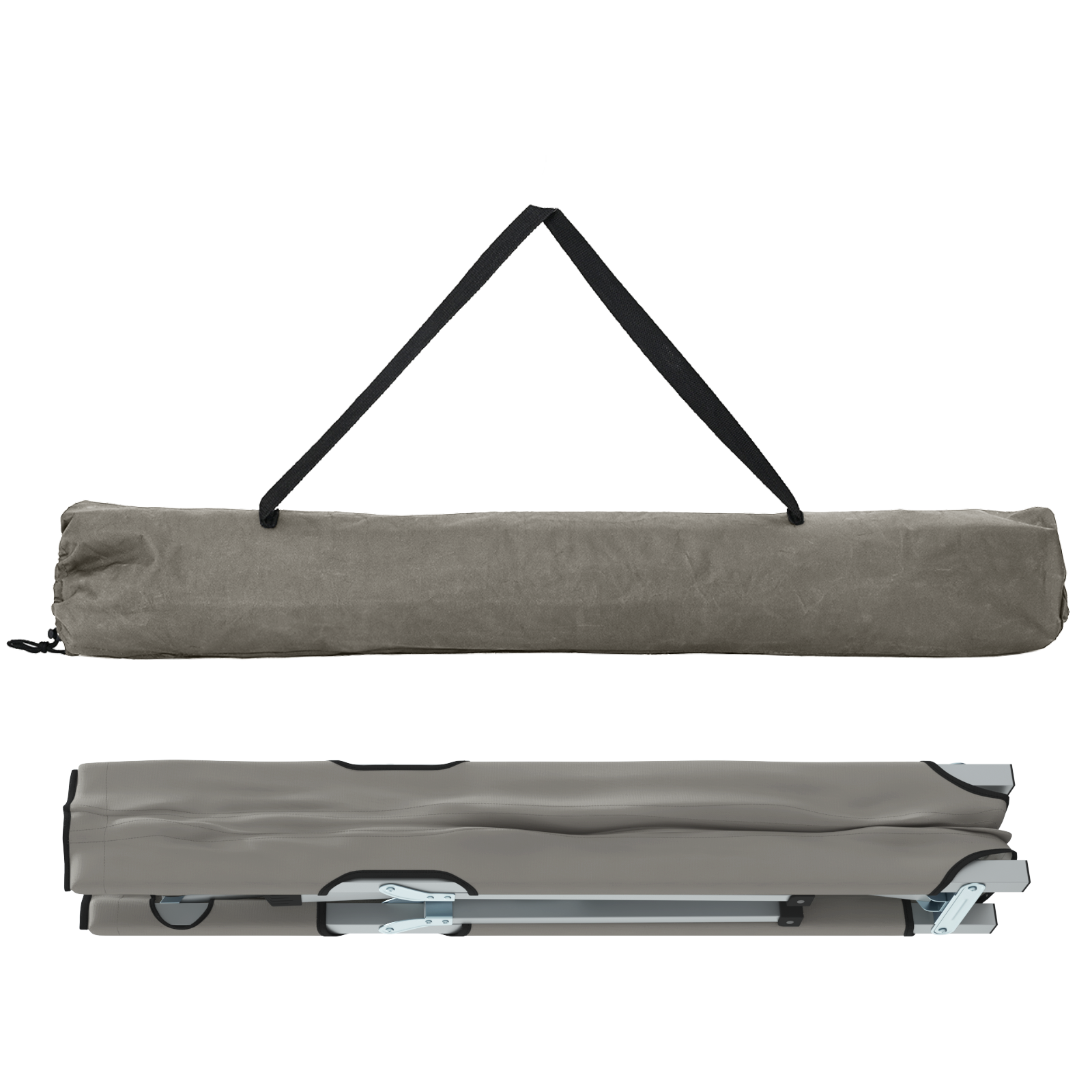 Folding Camping Beds 2 pcs with Carry Bag Grey 600D Oxford Fabric - Image 5
