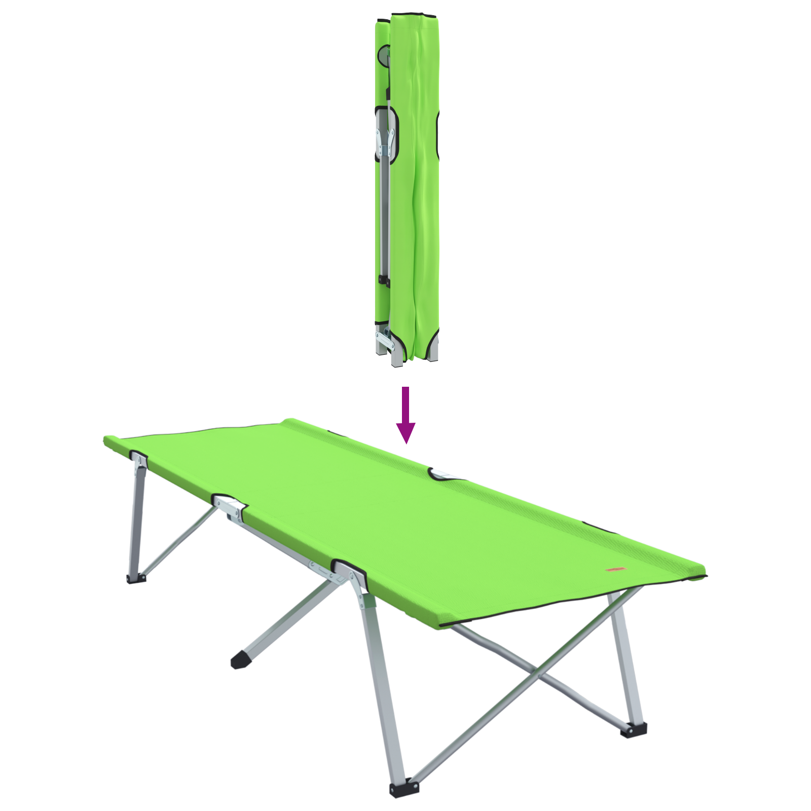 Folding Camping Bed Dark green Metal frame with fabric surface - Image 9