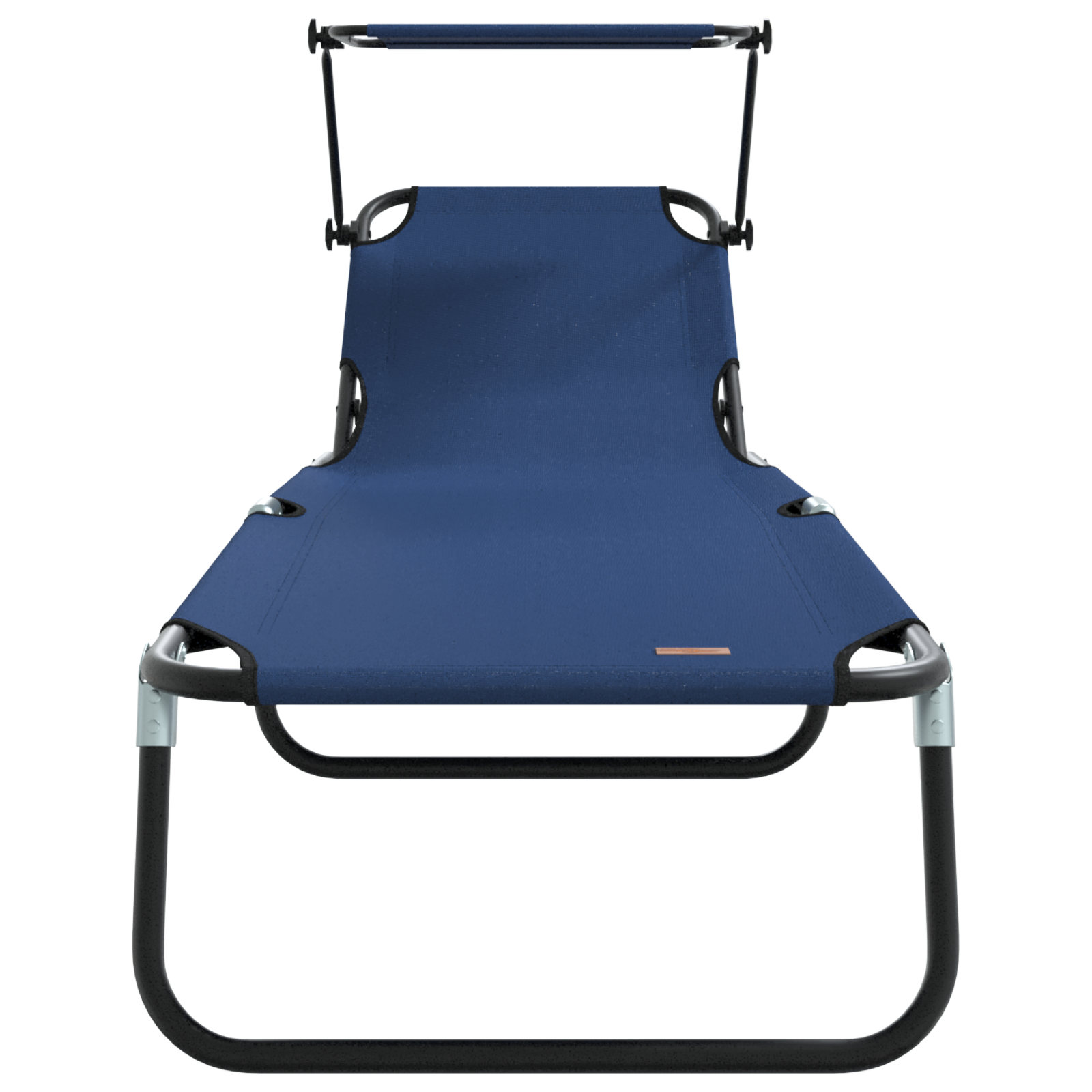 Folding Sun Lounger with Canopy Blue 600D Oxford Fabric - Image 4