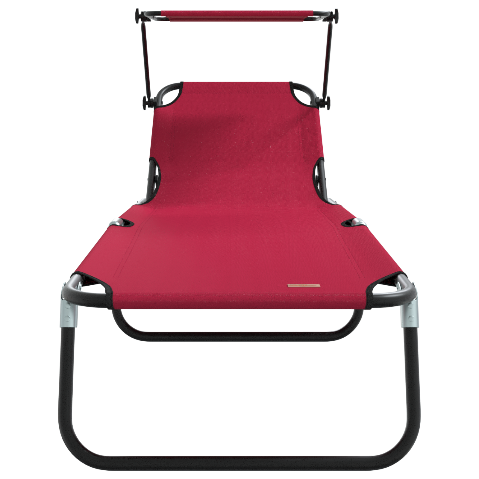 Folding Sun Lounger with Canopy Red 600D Oxford Fabric - Image 4