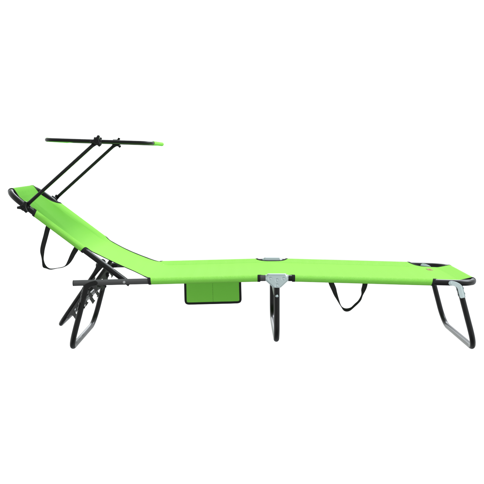 Folding Sun Lounger with Canopy Green 600D Oxford Fabric - Image 5