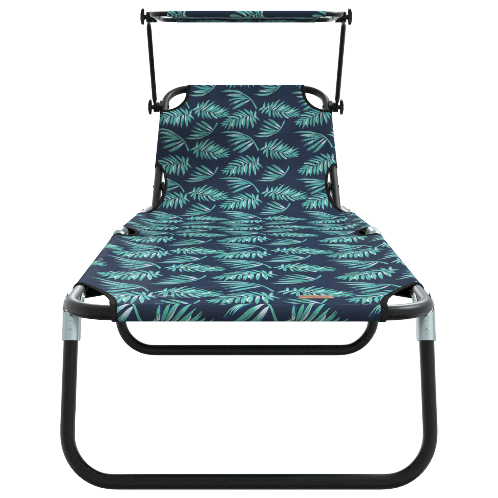 Folding Sun Lounger with Canopy Leaf Print 600D Oxford Fabric - Image 4