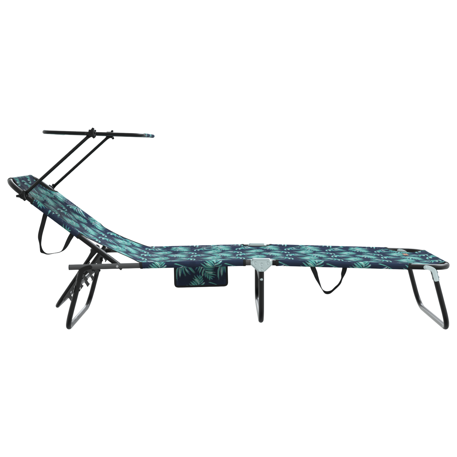Folding Sun Lounger with Canopy Leaf Print 600D Oxford Fabric - Image 5