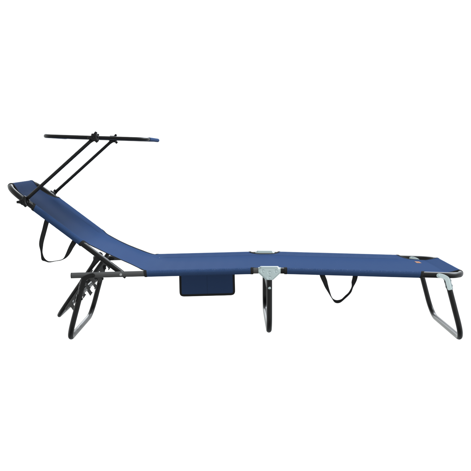Folding Sun Loungers 2 pcs with Canopy Blue 600D Oxford Fabric - Image 6