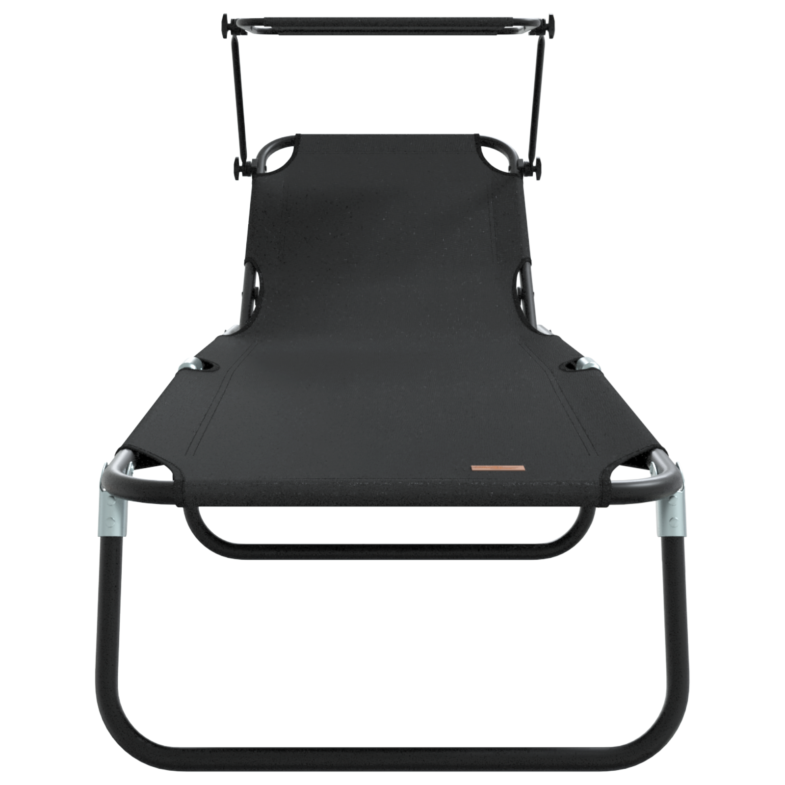 Folding Sun Loungers 2 pcs with Canopy Black 600D Oxford Fabric - Image 5