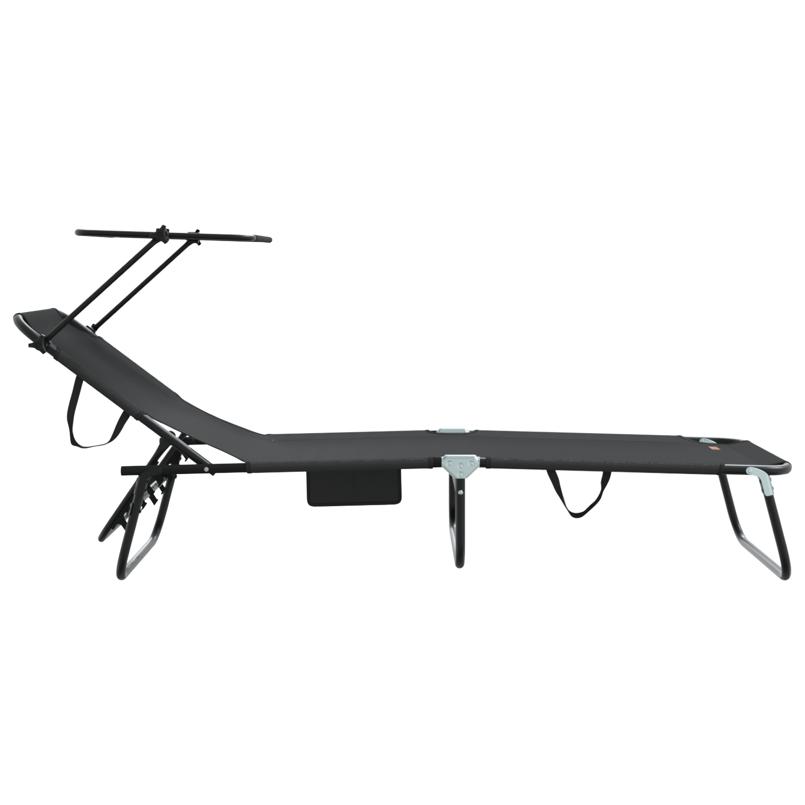 Folding Sun Loungers 2 pcs with Canopy Black 600D Oxford Fabric - Image 6